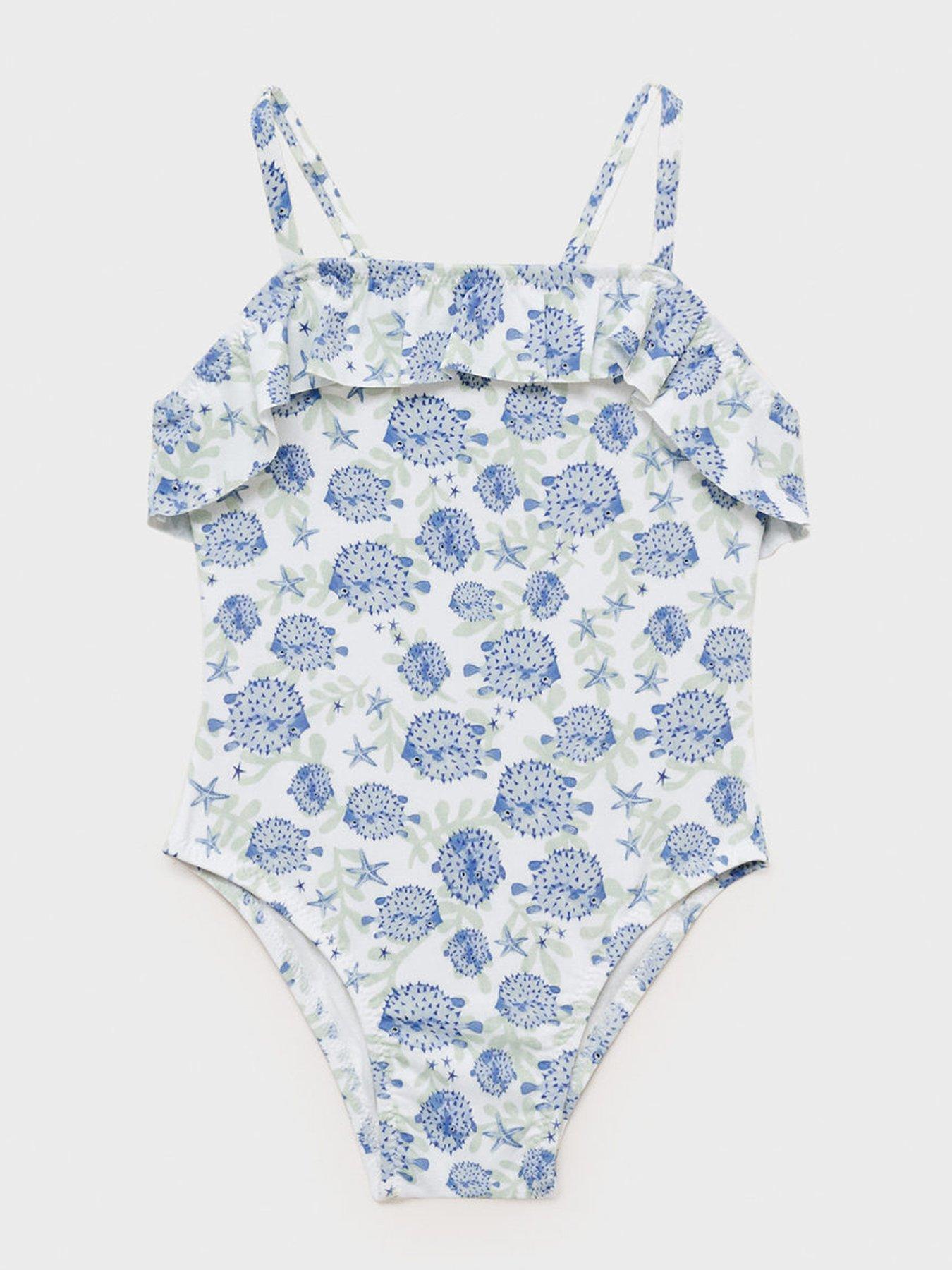 undefined Younger Girls Sea Theme Swimsuit - White