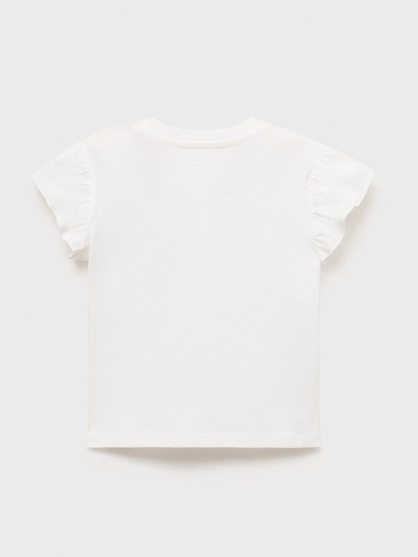 Image 2 of 4 of Mango Younger Girls Sequin Lolly Short Sleeve T-shirt - Light Cream