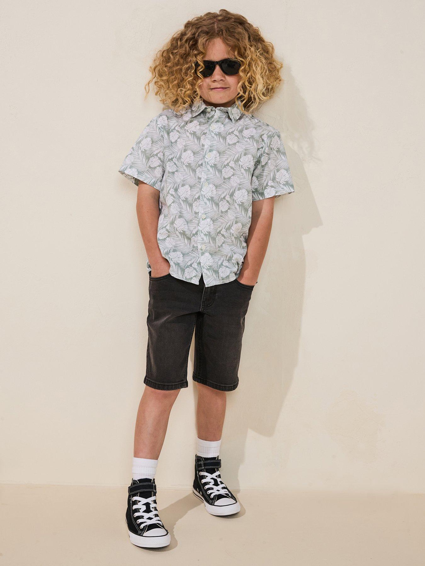 undefined Boys Long Denim Shorts - Black
