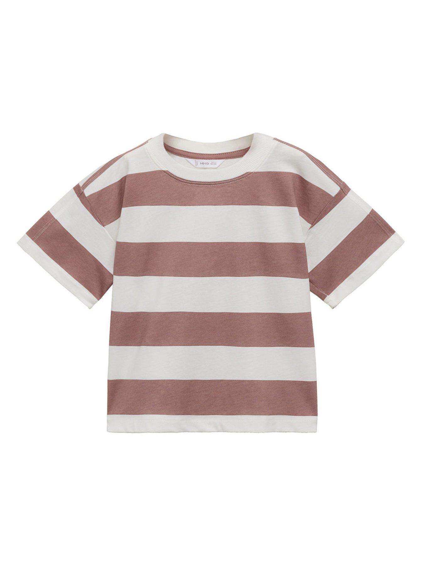 undefined Younger Boys Stripe Short Sleeve Tshirt - Pink