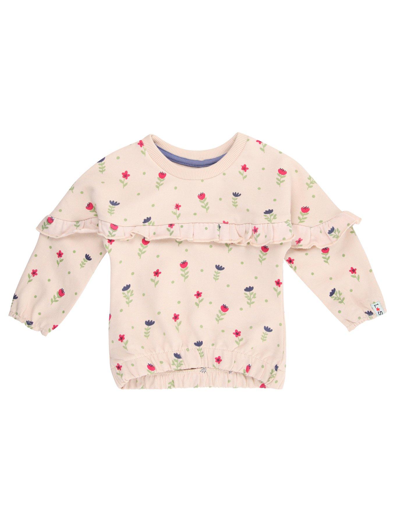 Lilly + Sid Girls Floral Print Sweatshirt, Cream, Size Age: 18-24 Months