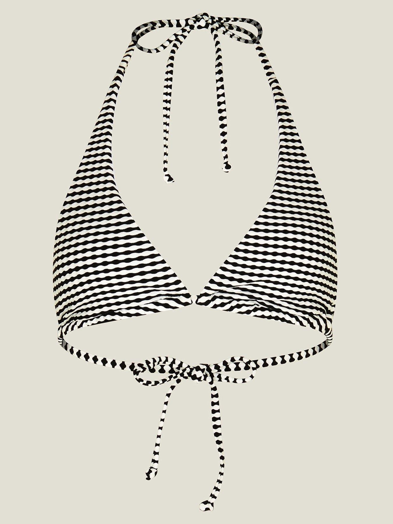 Image 3 of 4 of Accessorize Seersucker High Apex Triangle Bikini Top - Black/White