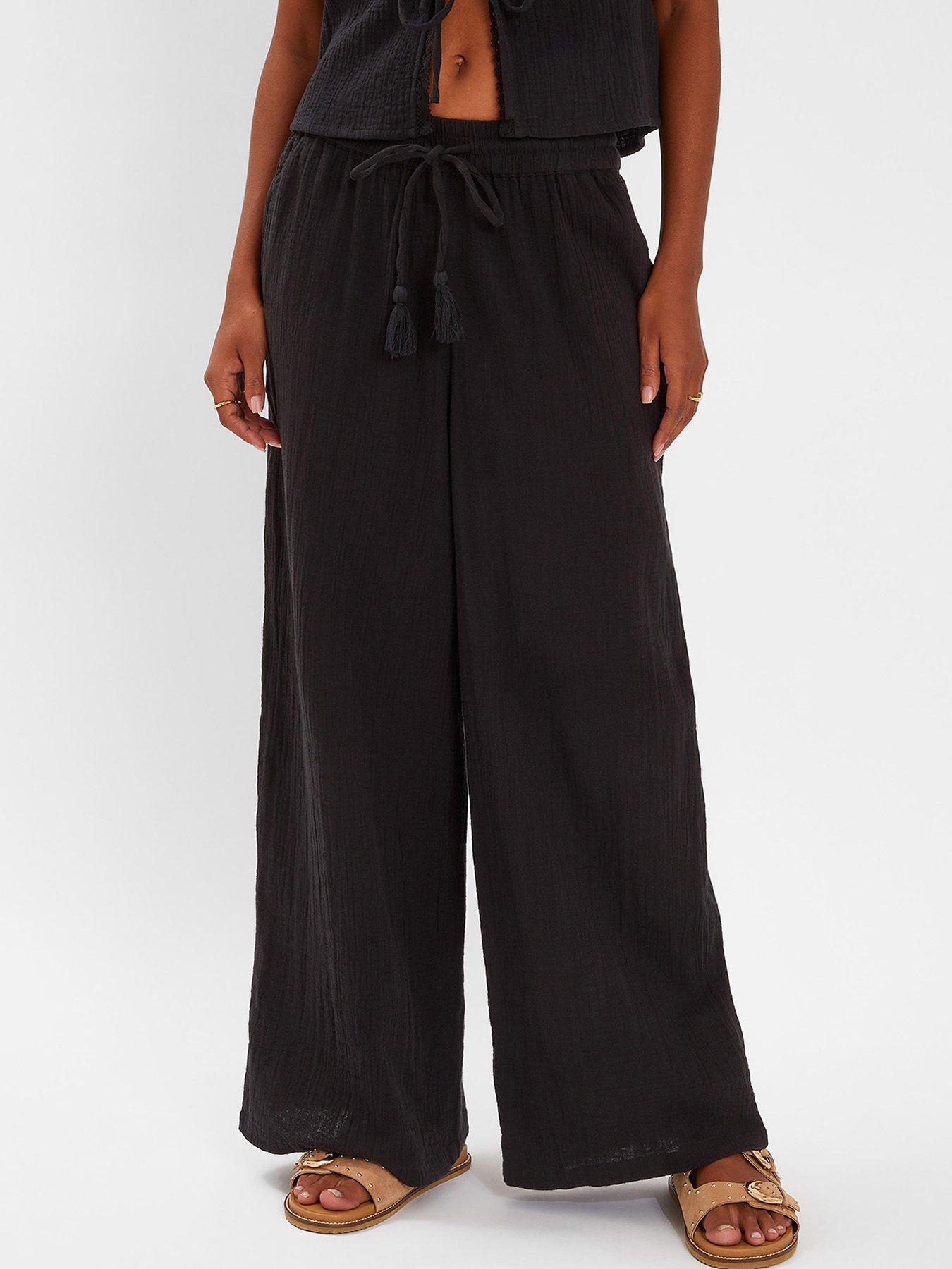 undefined Crinkle Beach Trousers - Black