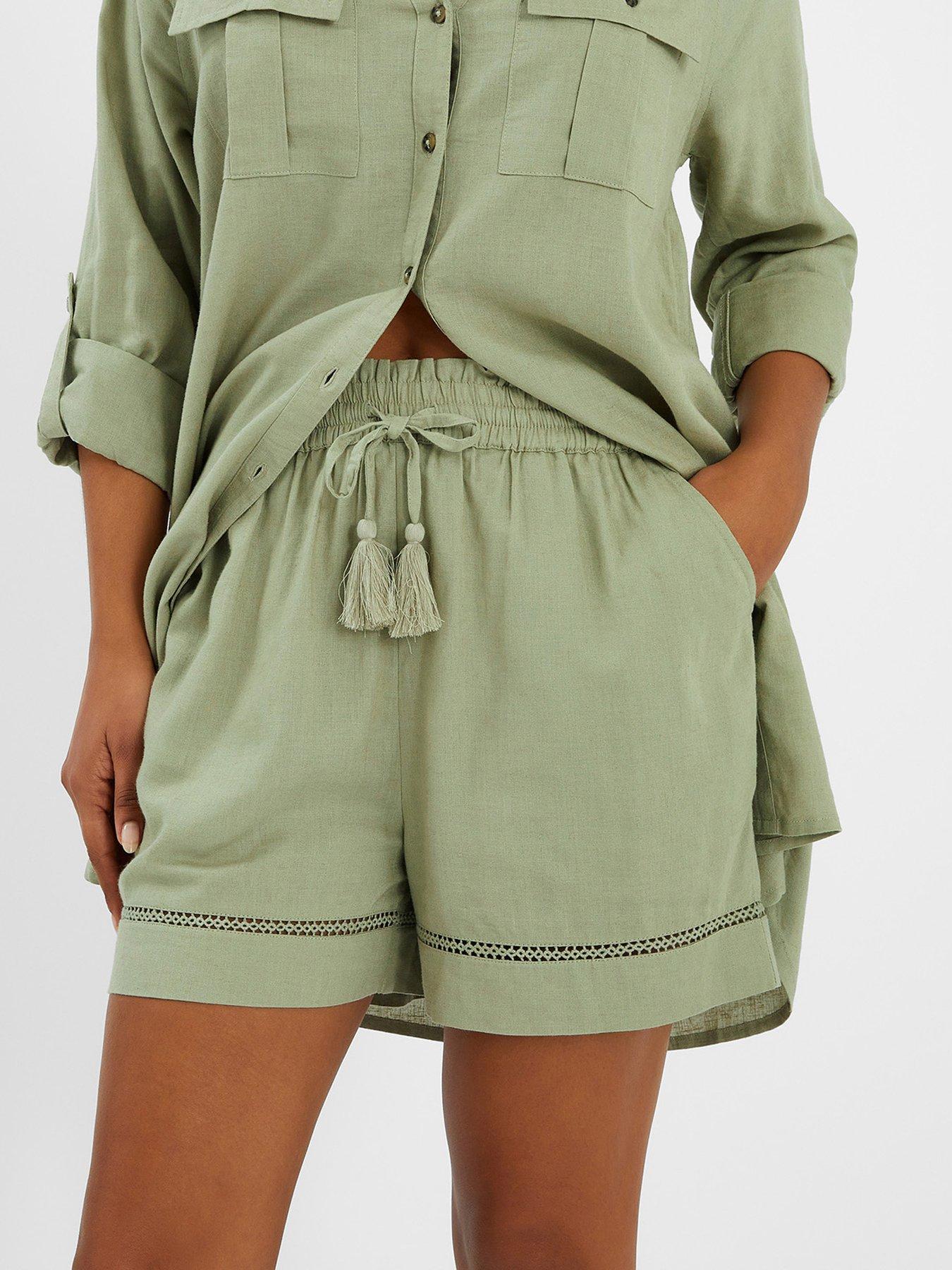undefined High Waist Beach Shorts - Green