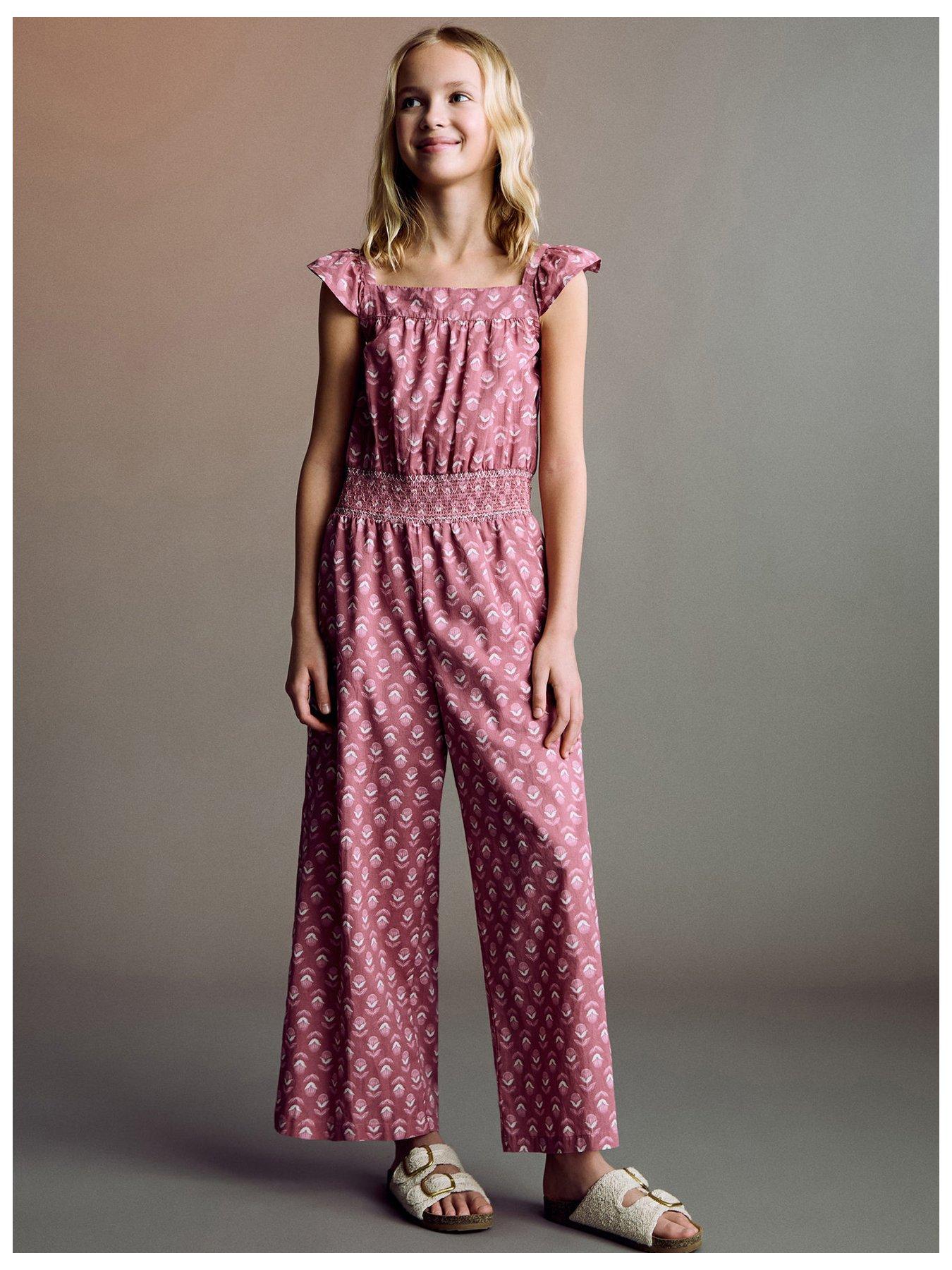 undefined Girls Printed Jumpsuit - Red
