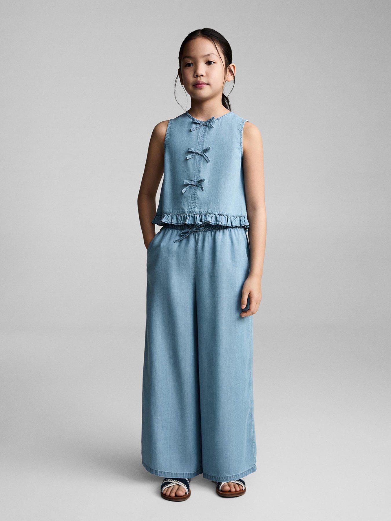 undefined Girls Coco Chambray Co-Ord Blouse - Blue