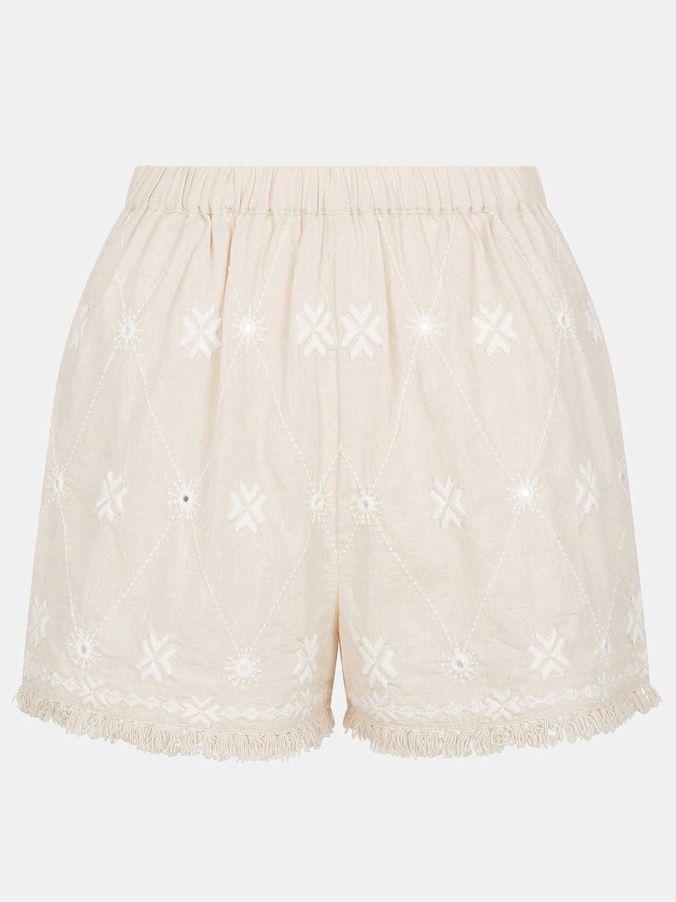 Image 3 of 4 of Accessorize Mirror Embroidered Short - Ivory