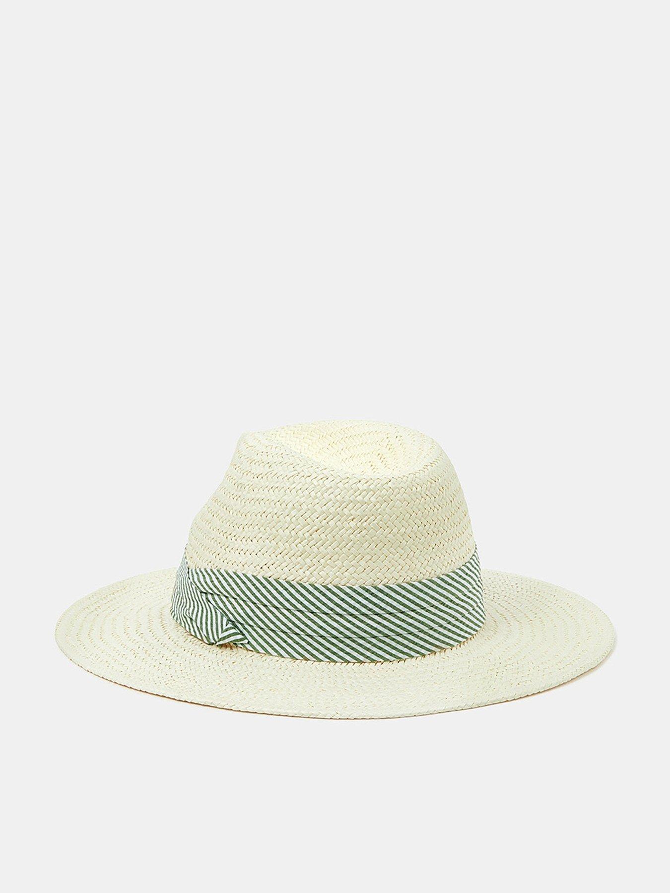 undefined Lydia Stripe Band Fedora - White