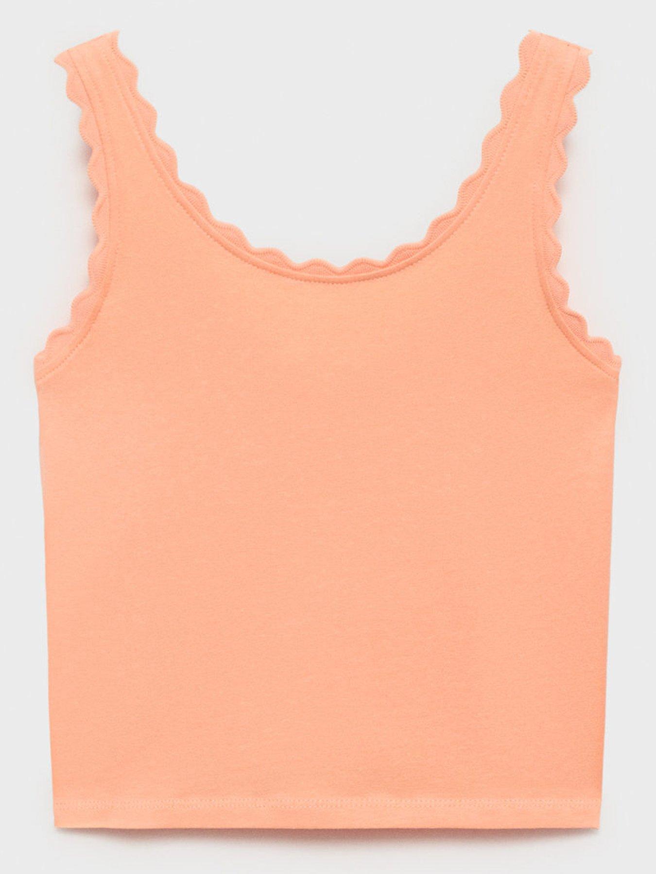 undefined Girls Crochet Trim Vest Top - Orange