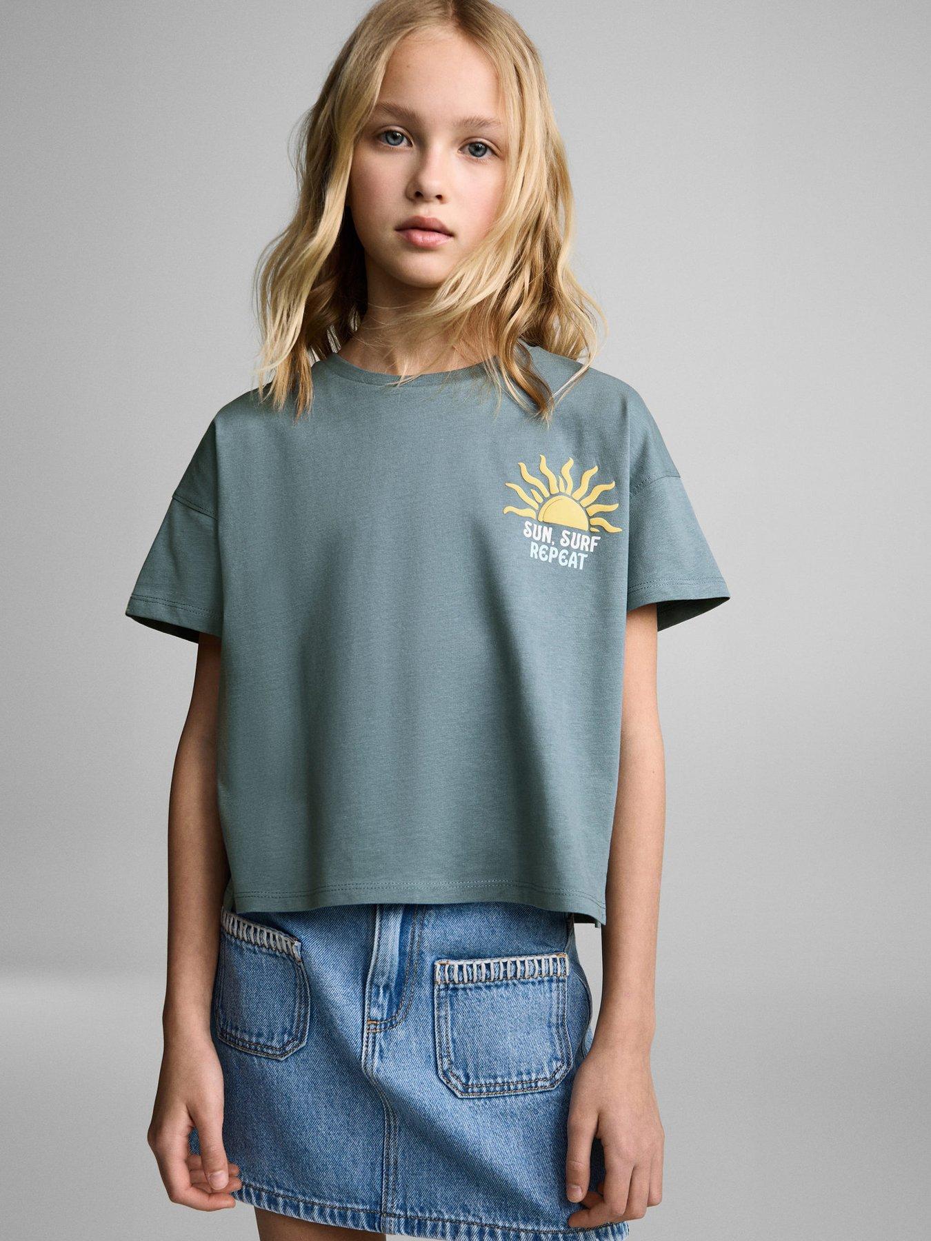 undefined Girls Sunshine Back Print Short Sleeve T-Shirt - Blue - Blue