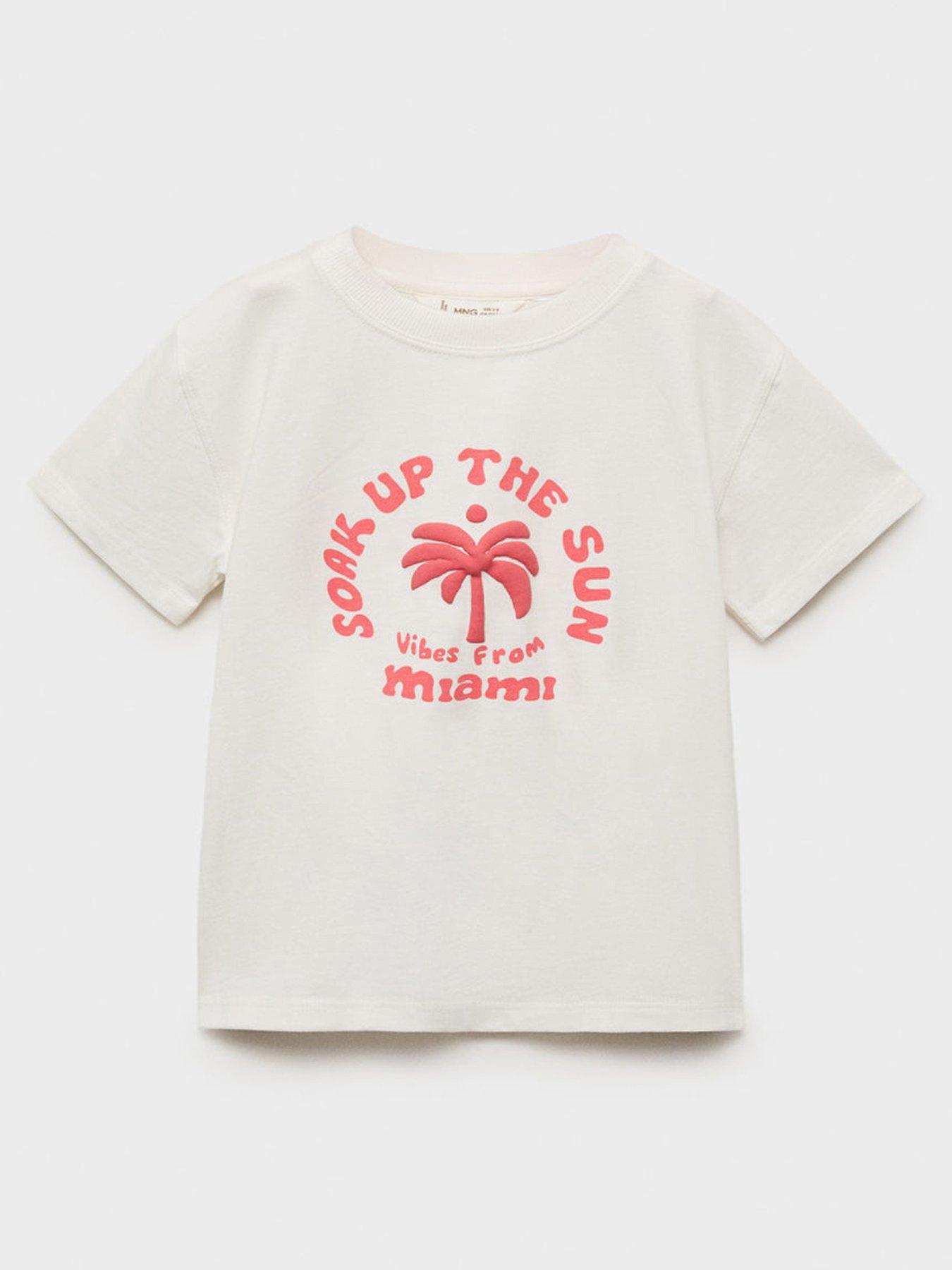 undefined Younger Boys Miami Short Sleeve T-Shirt - Light Cream