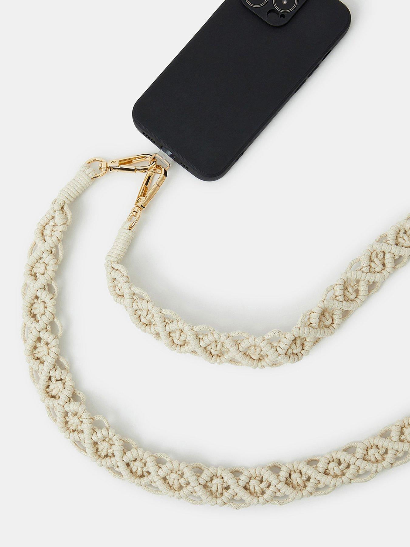 Image 3 of 3 of Accessorize Macrame Phone Strap - Cream