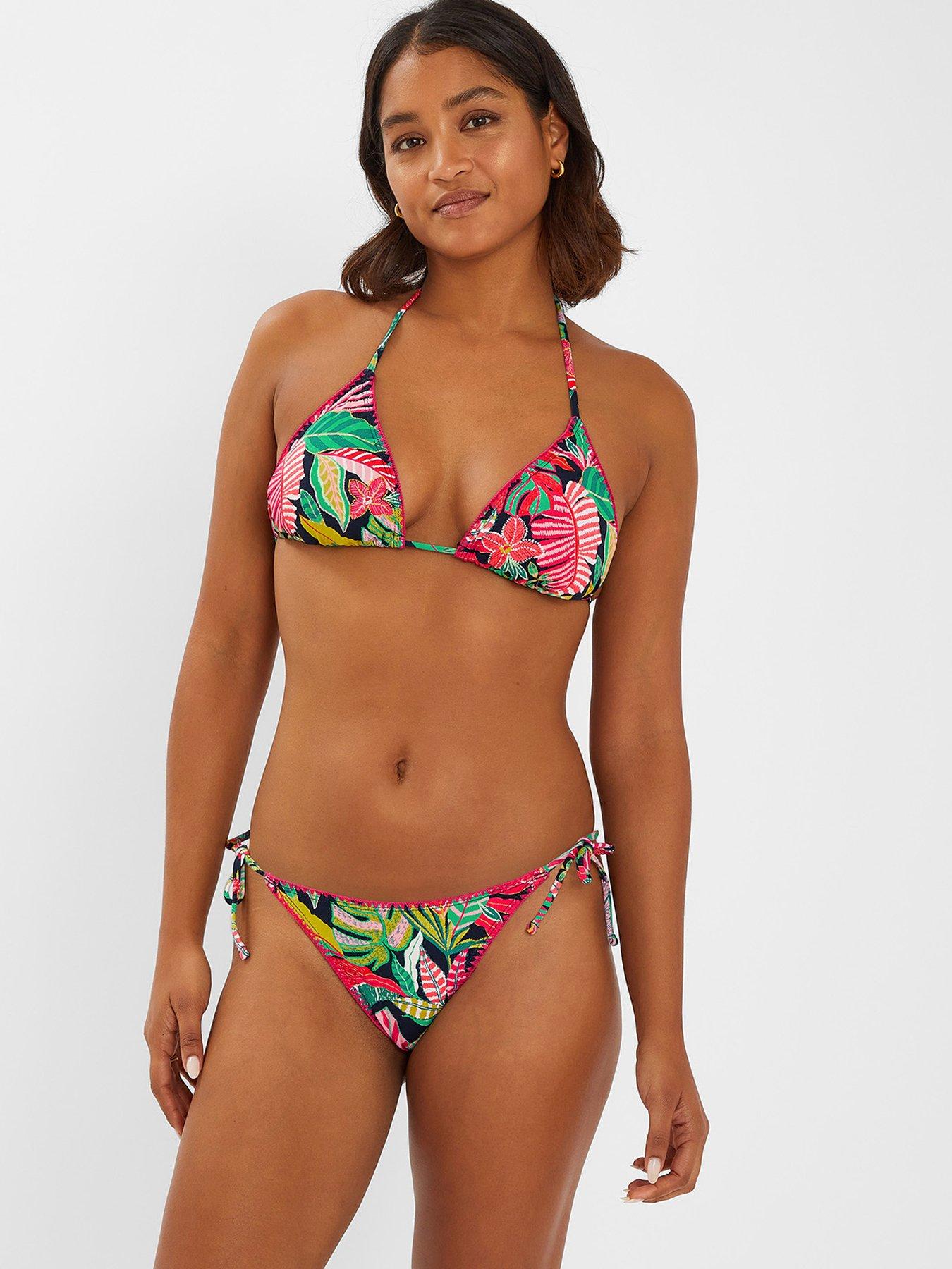 Image 4 of 4 of Accessorize Tropical Tie Side Bikini Bottoms - Black