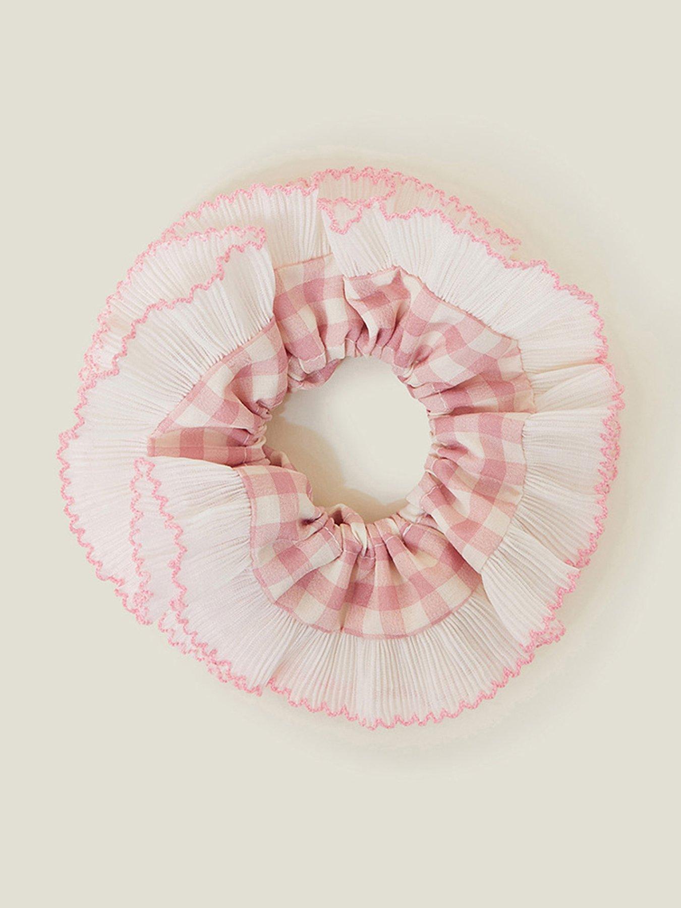 Image 1 of 3 of Accessorize XL Gingham Scrunchie - Pink
