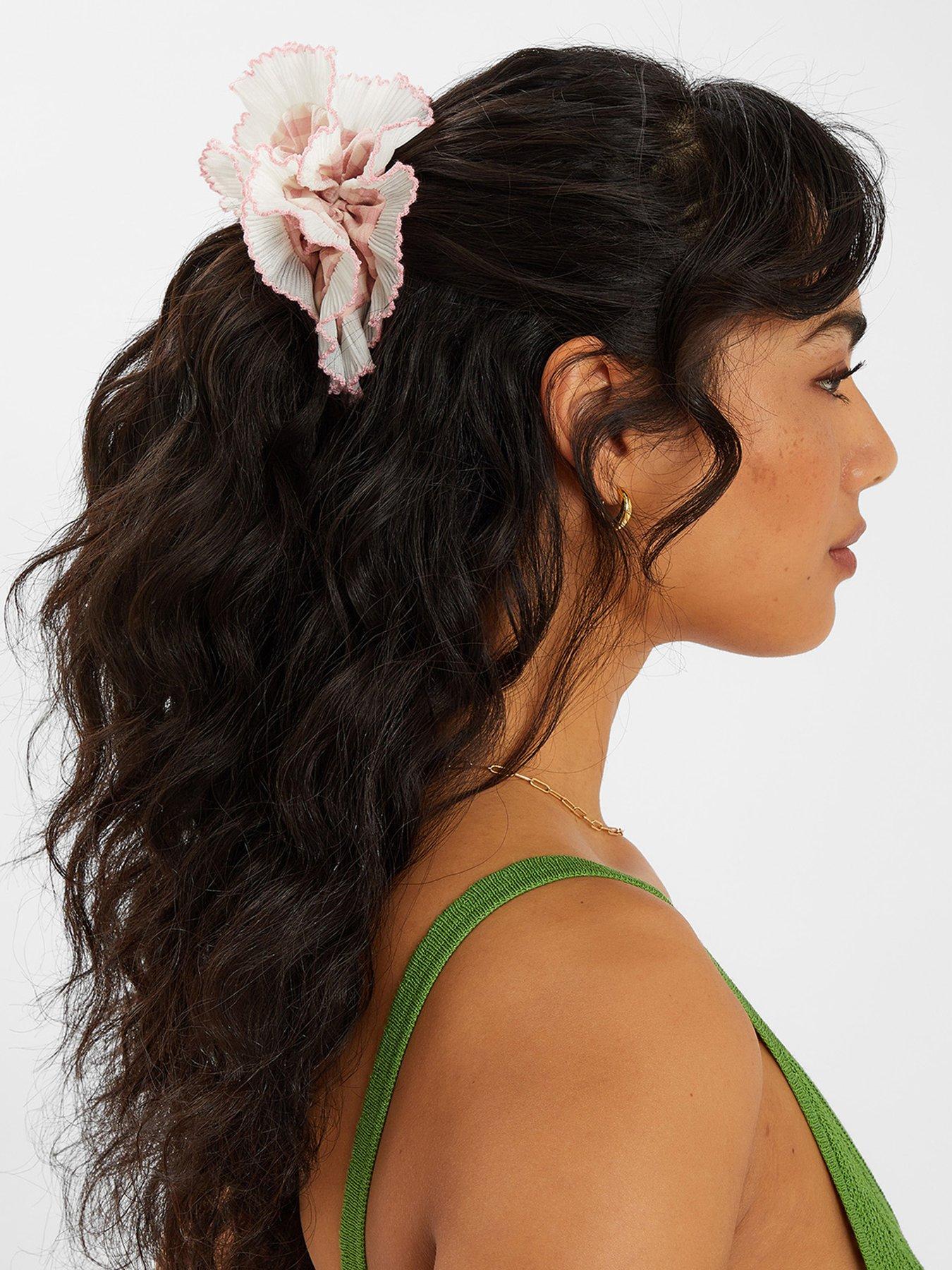 Image 2 of 3 of Accessorize XL Gingham Scrunchie - Pink
