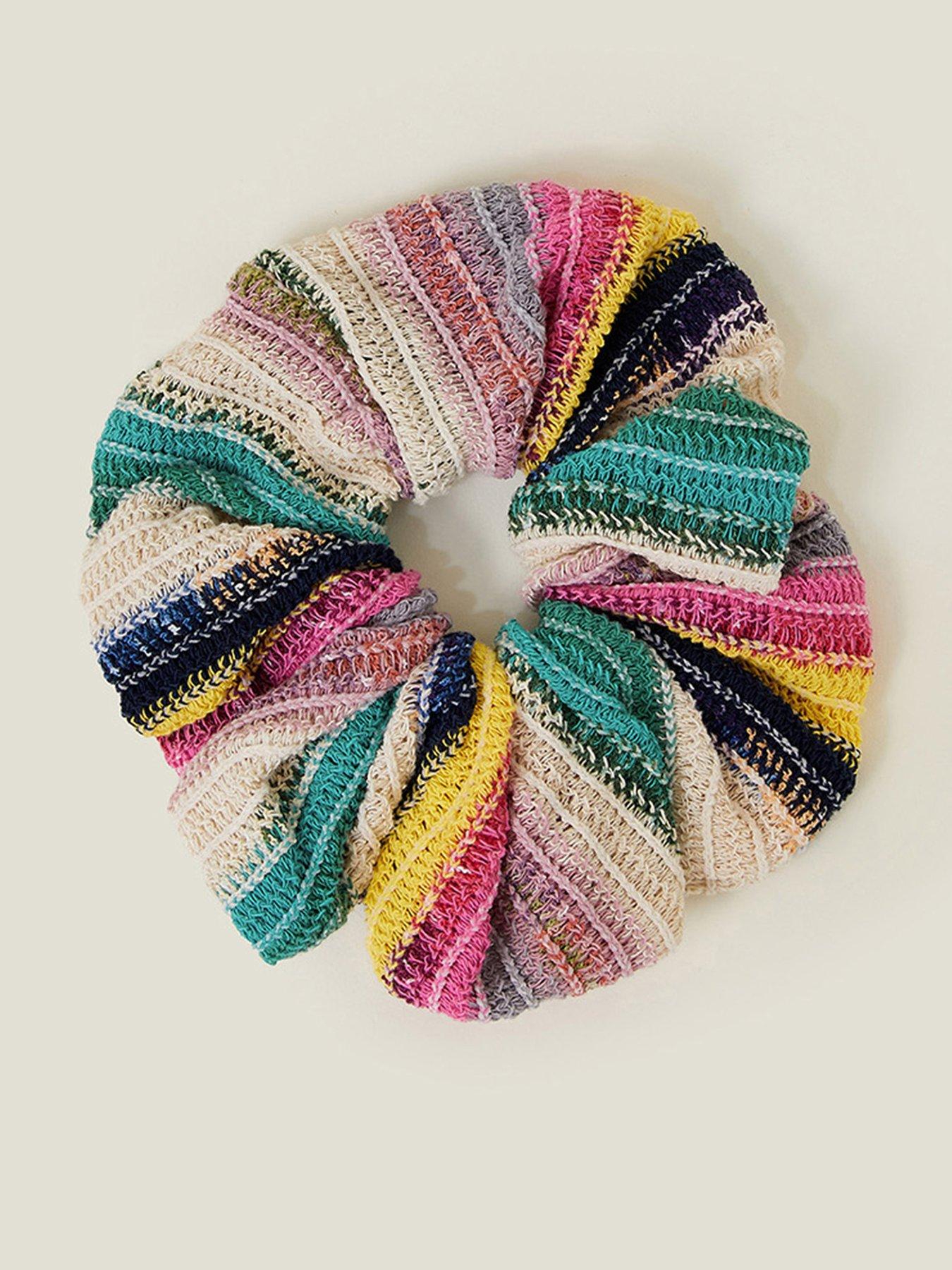 undefined Stripe Crochet Scrunchie Brights - Multi