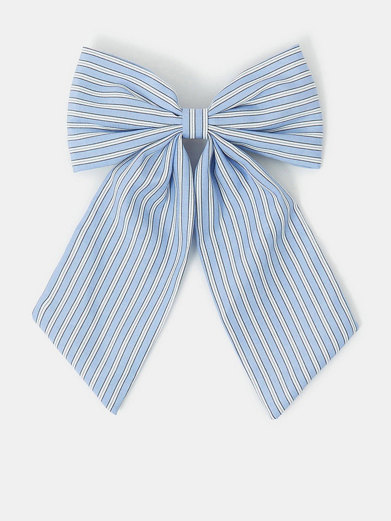 undefined Stripe Bow Hair Clip - Blue