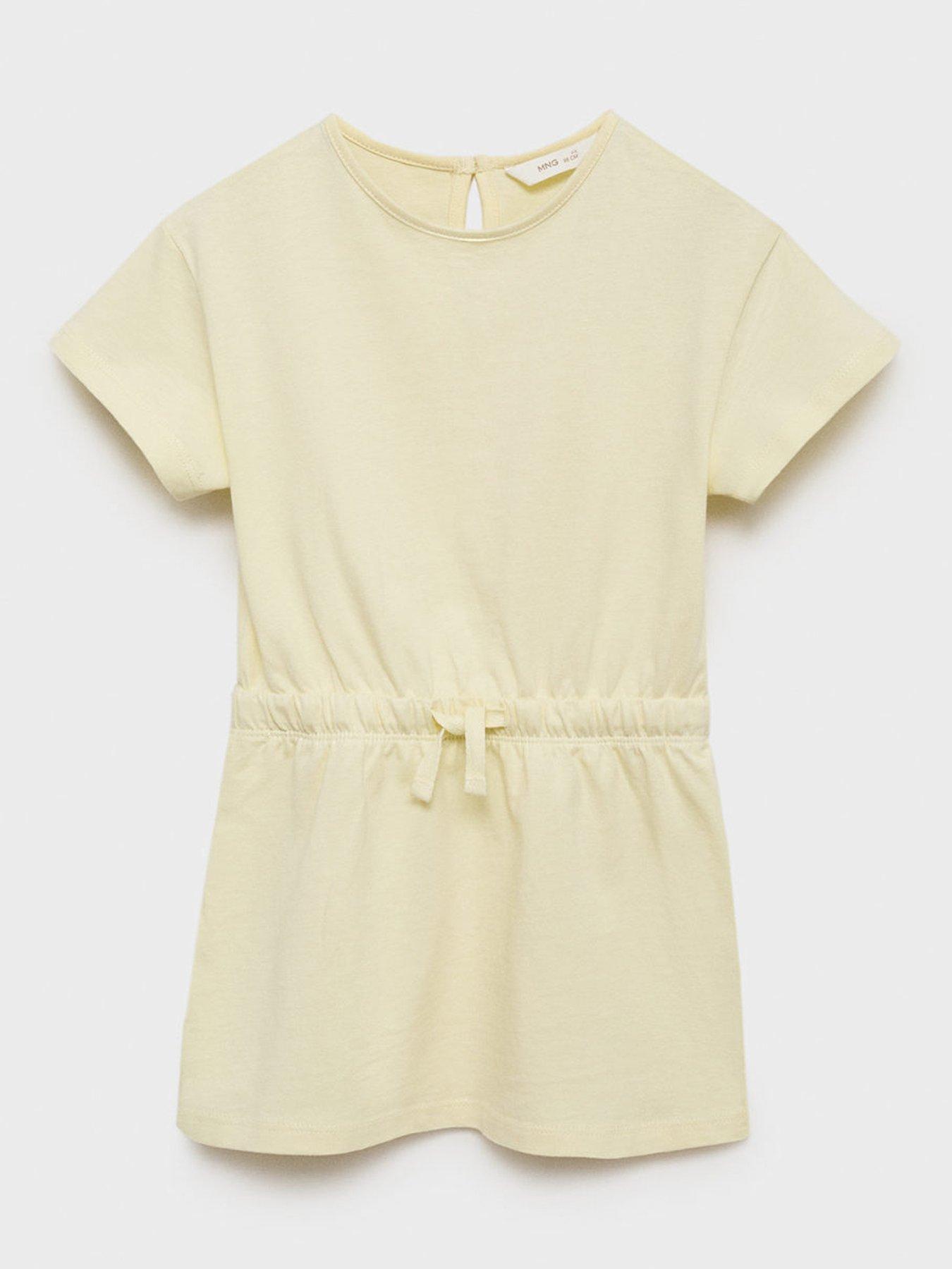 undefined Younger Girls Jersey Short Sleeve Dress - Light Yellow