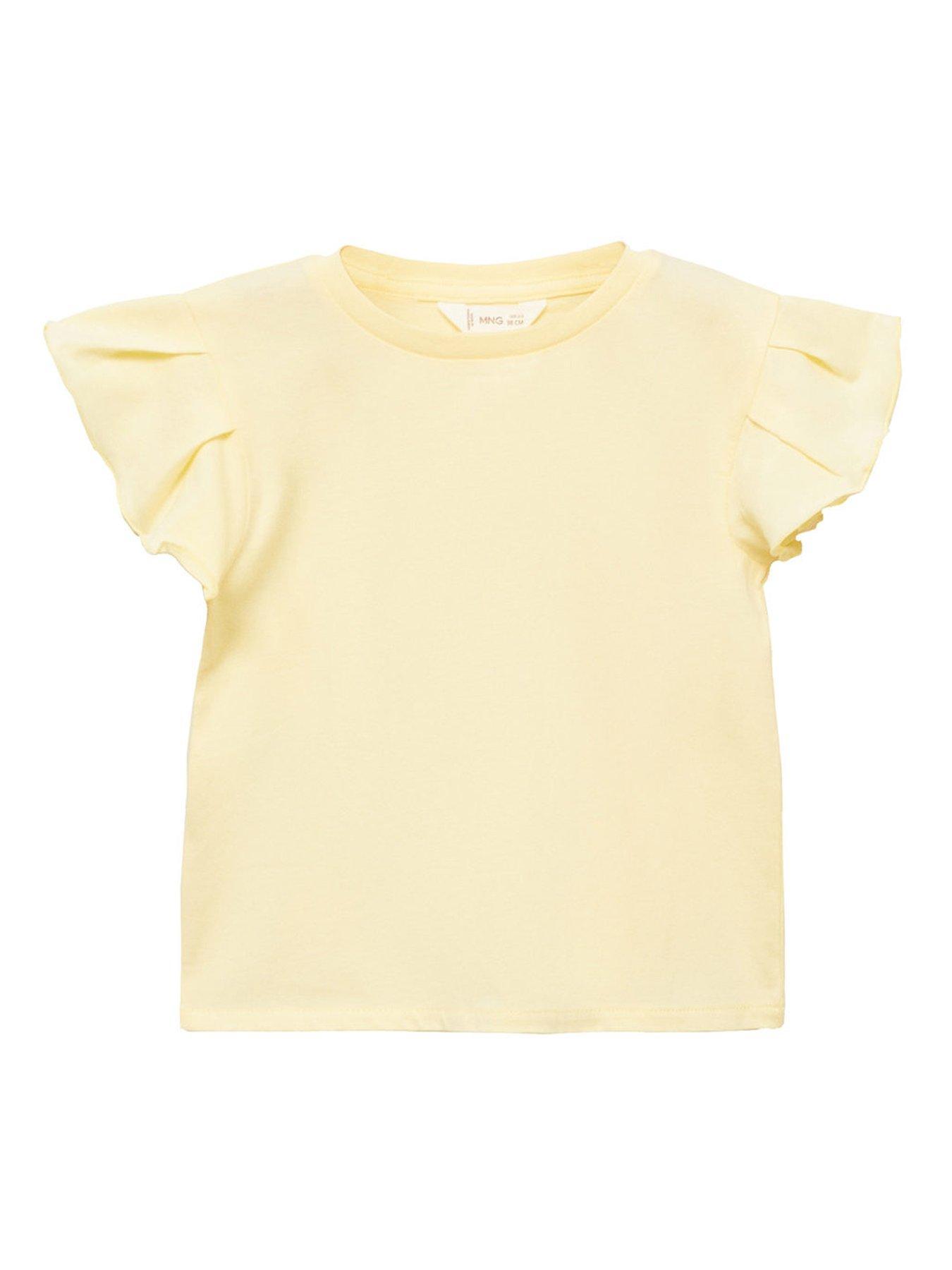 undefined Younger Girls Frill Short Sleeve T-Shirt - Yellow