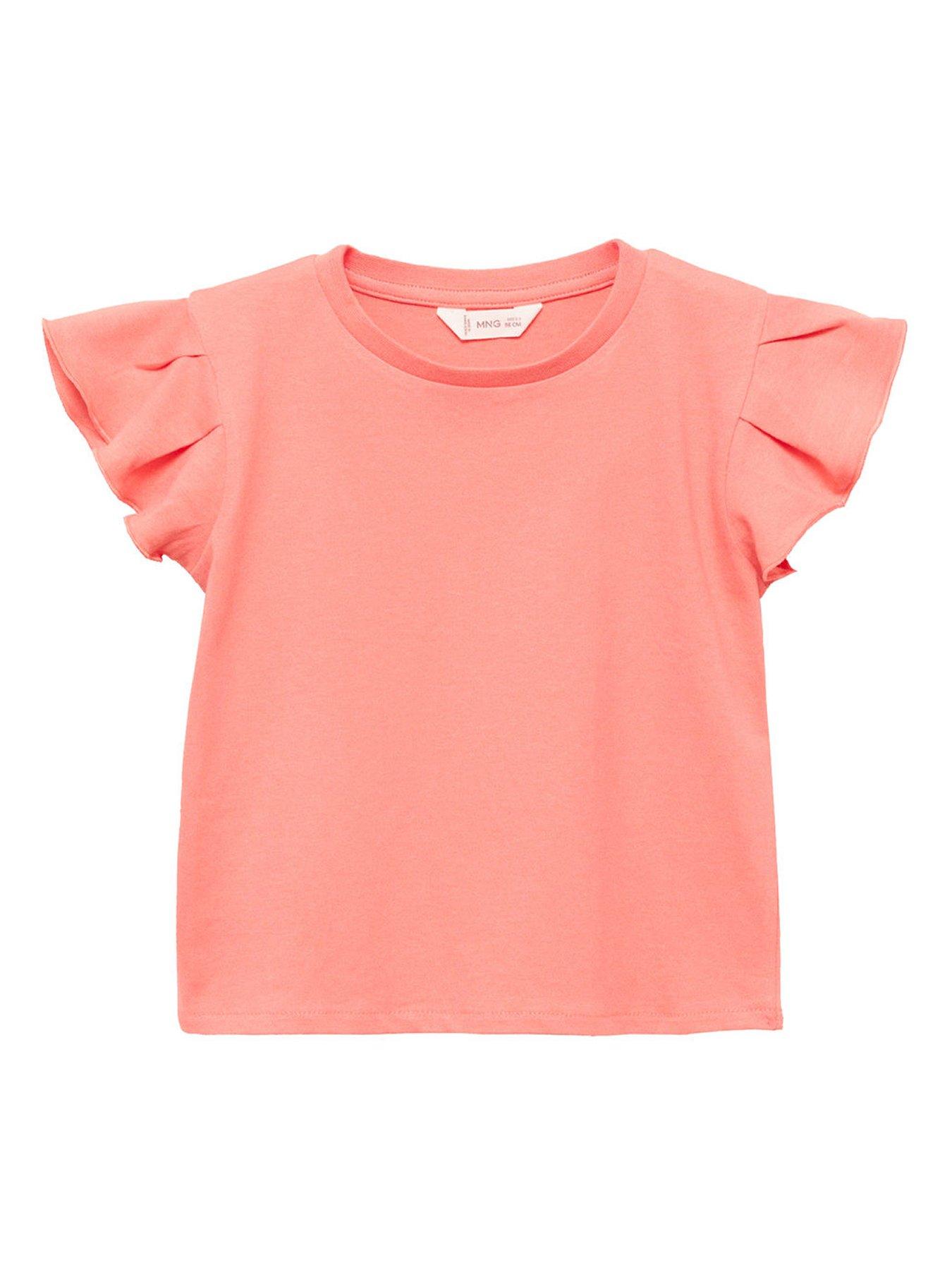undefined Younger Girls Frill Short Sleeve T-Shirt - Red