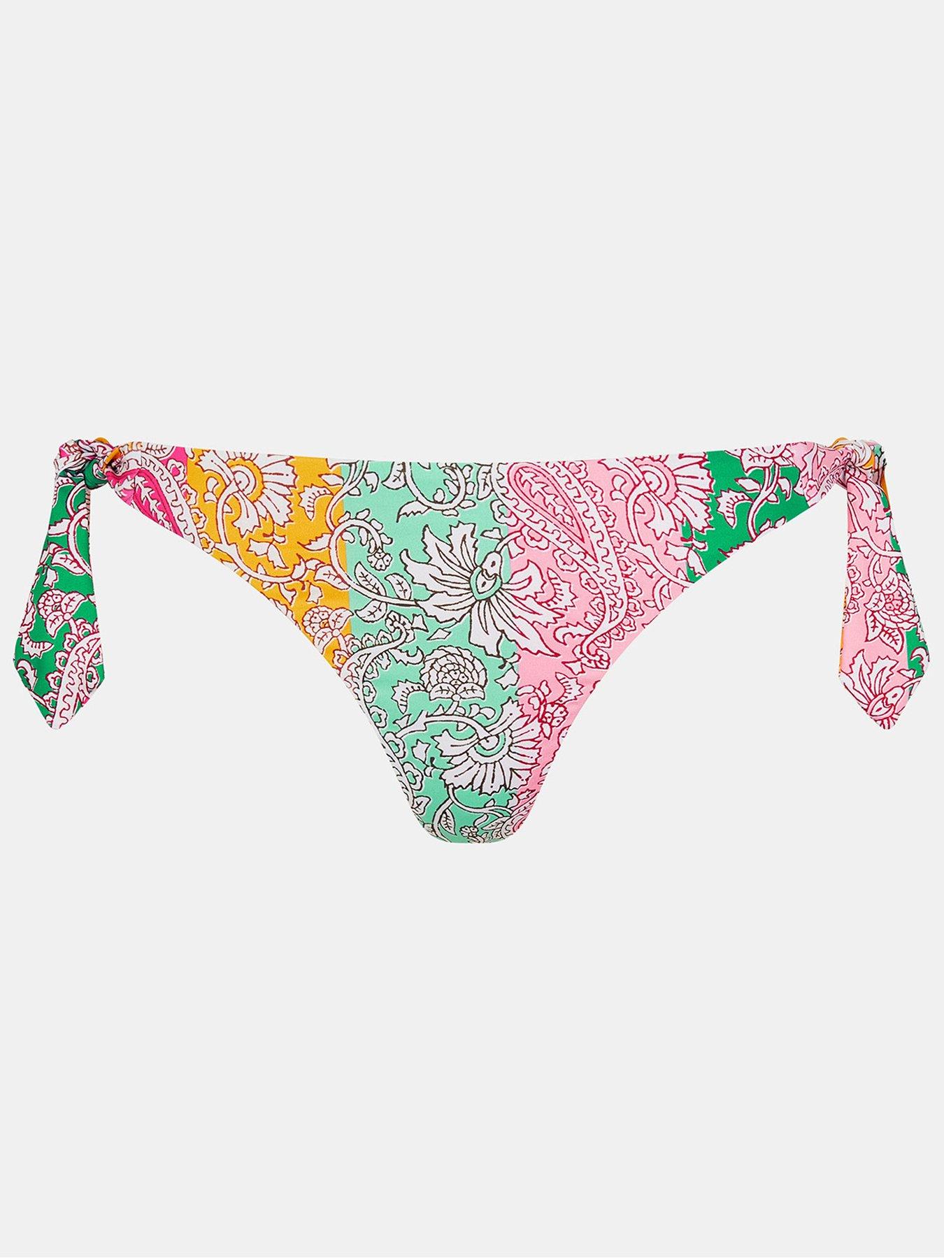 Image 3 of 4 of Accessorize Paisley Print Tie Bikini Bottoms - Brights