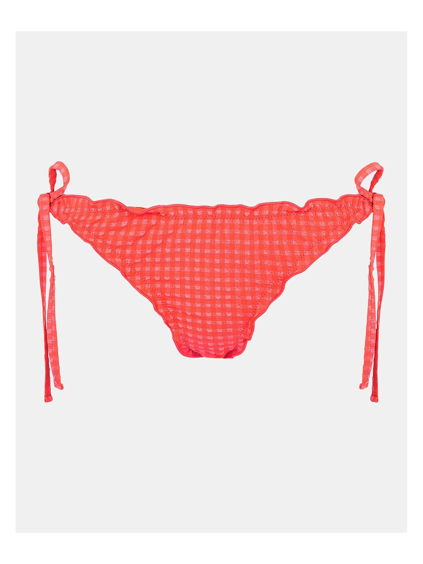 Image 3 of 4 of Accessorize Coral Seersucker Frill Tie Side Pant - Coral