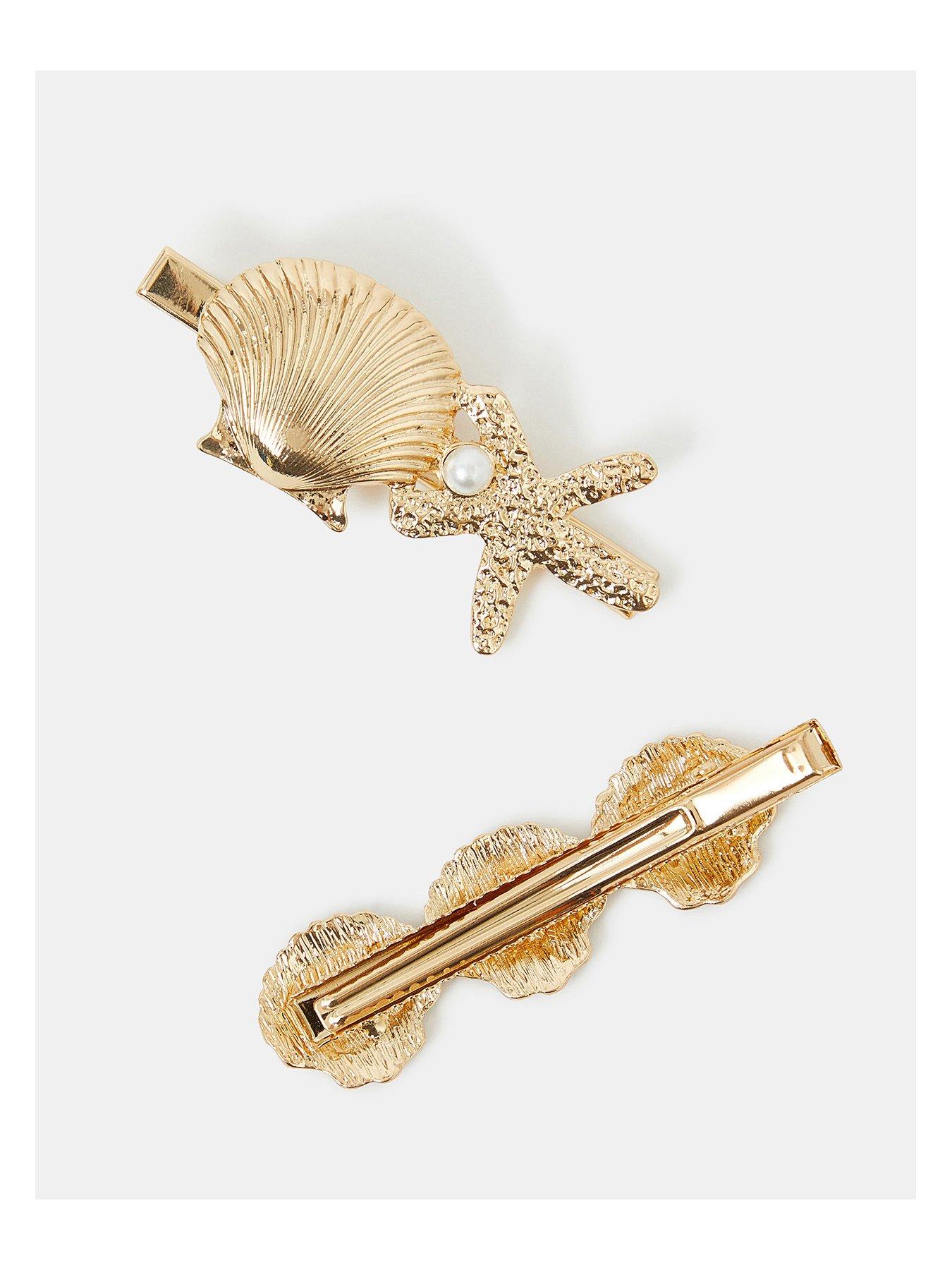 Image 2 of 2 of Accessorize 2-Pack Shell Hair Clips - Gold