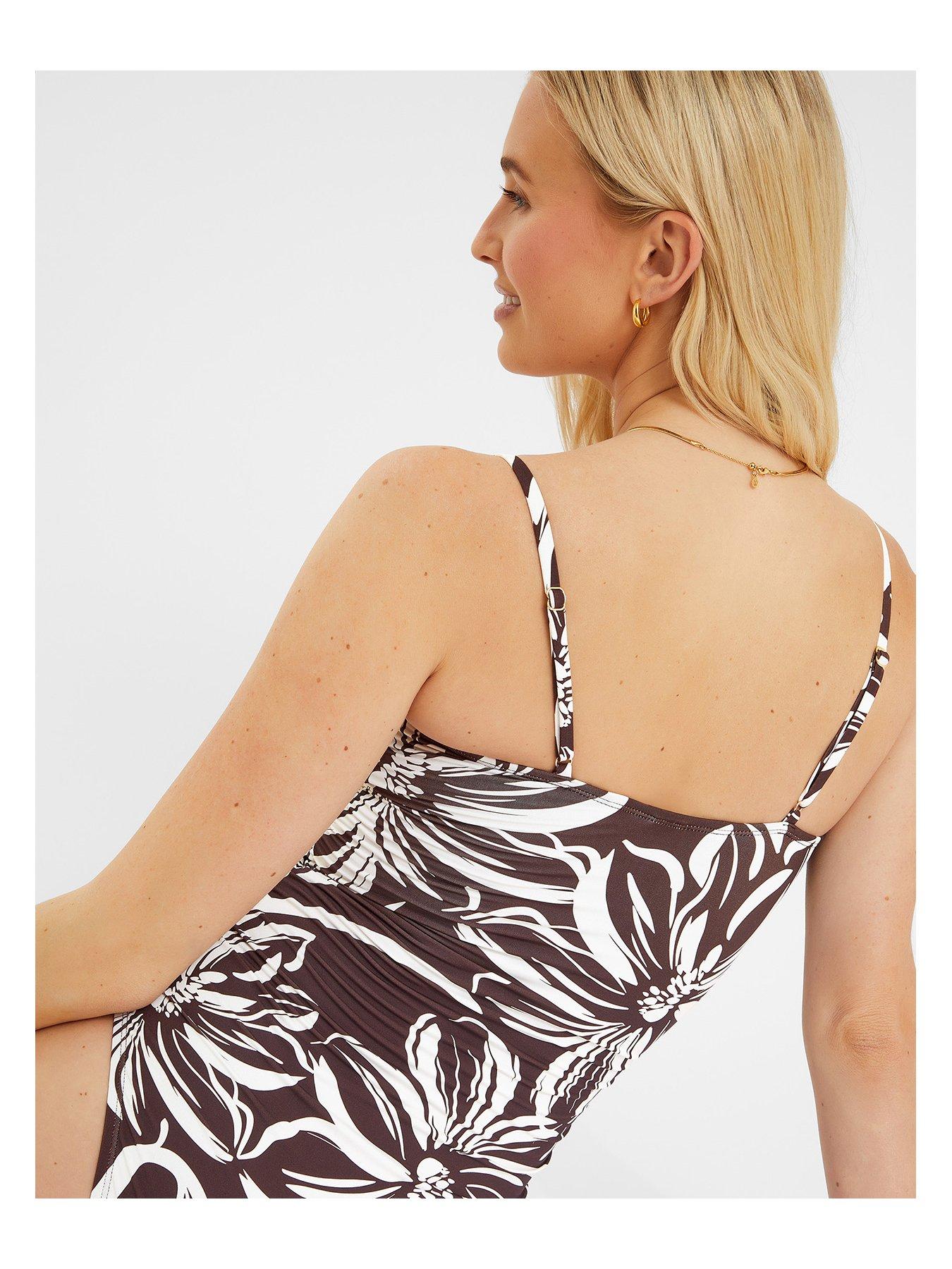Image 4 of 4 of Accessorize Floral Print Swimsuit - Brown