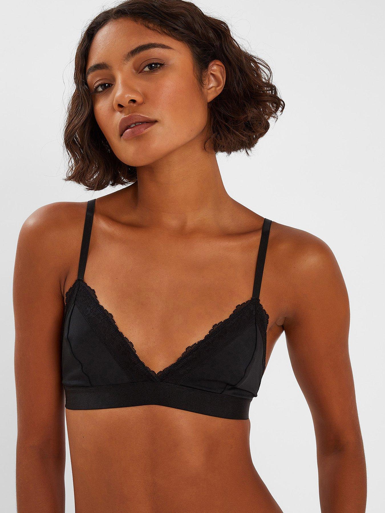 undefined Lace Trim Bralet - Black