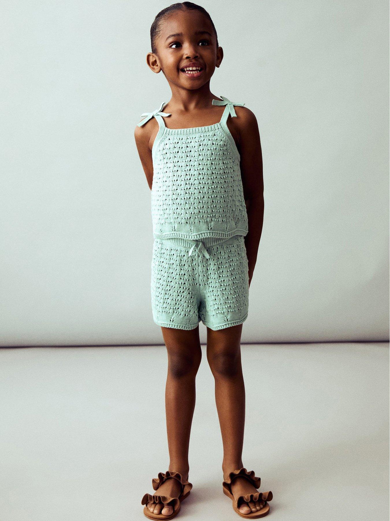 undefined Younger Girls Knitted Gili Strappy Co-Ord Top - Aqua