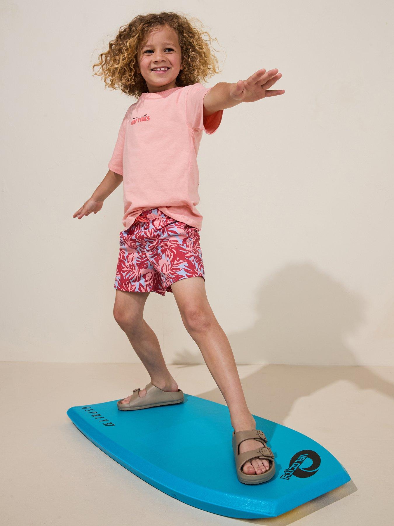 undefined Boys Leaf Print Swimshorts - Pink