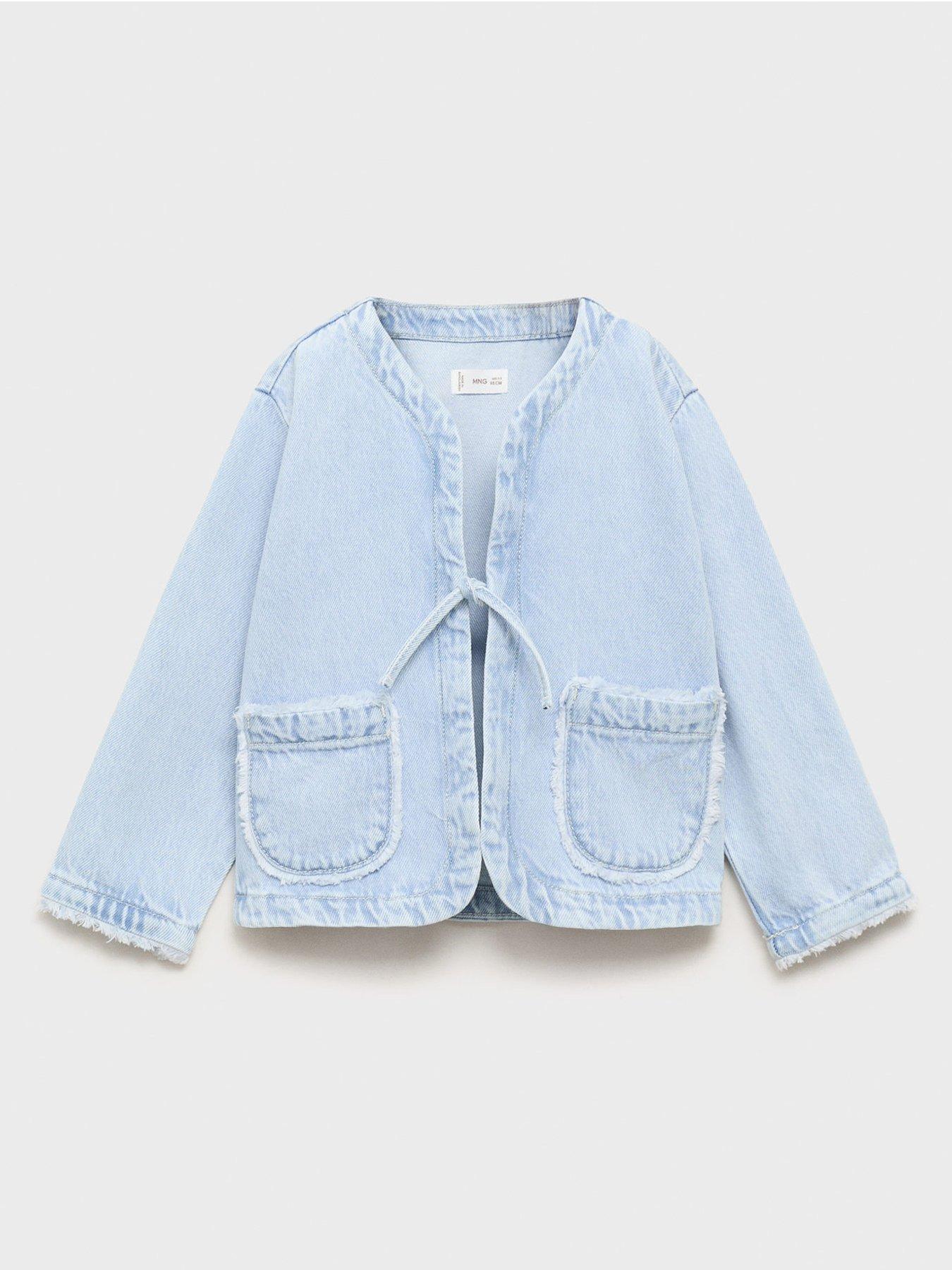 undefined Younger Girls Tie Front Denim Jacket - Light Blue
