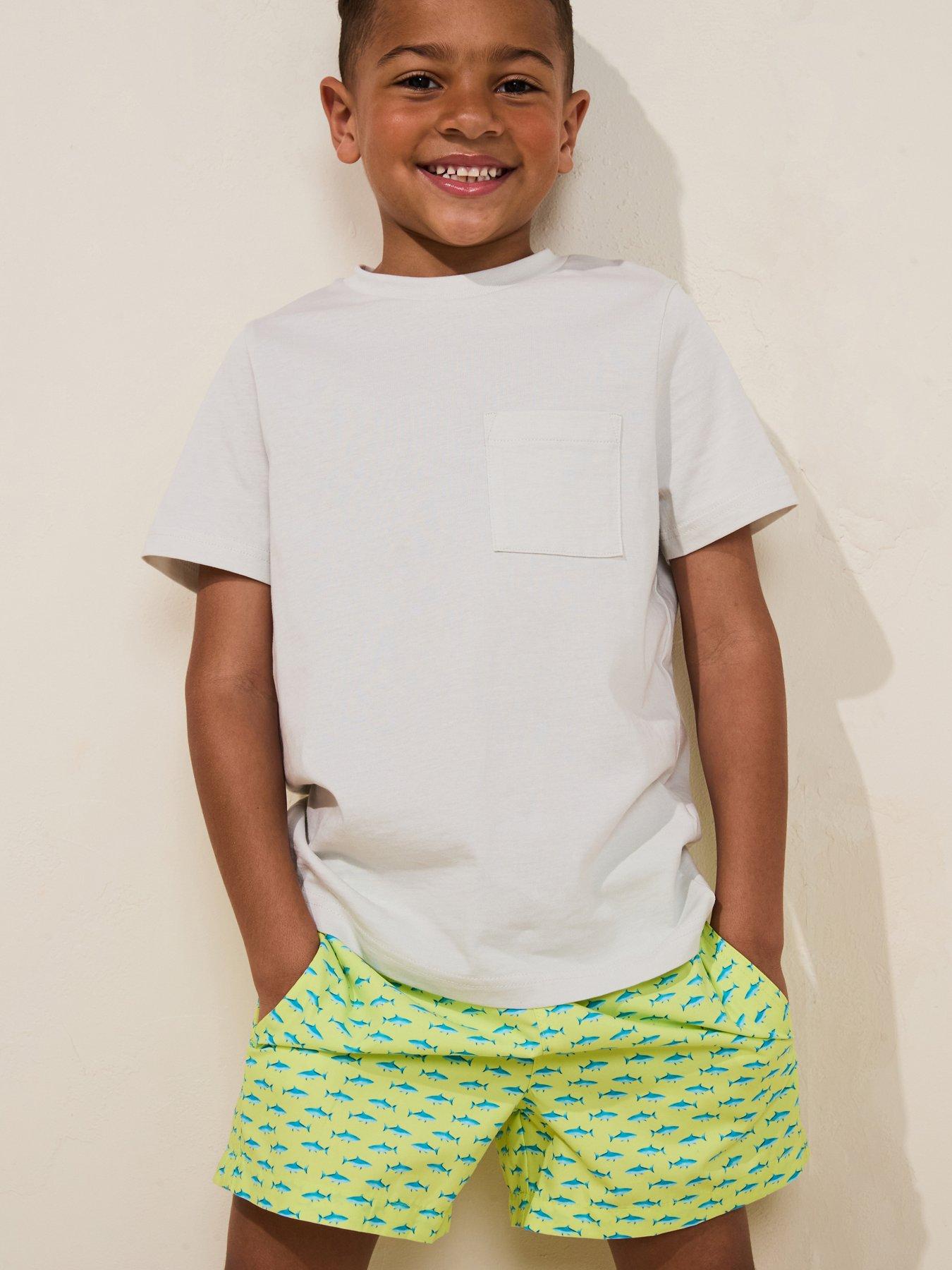 Image 1 of 6 of Mango Boys Shark Swimshorts - Bright Green
