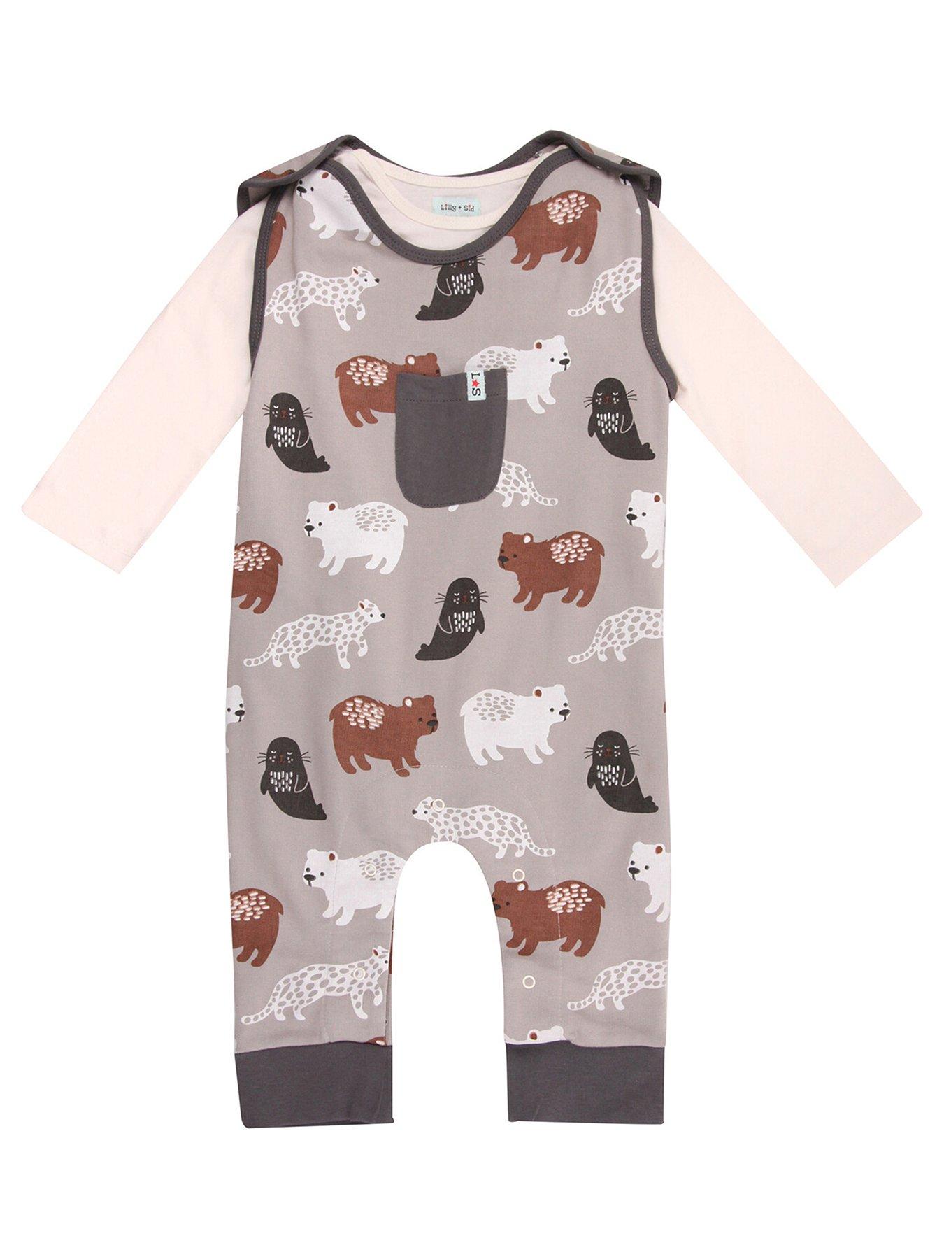 lilly-sid-baby-boys-animals-print-dungaree-amp-top-set-grey