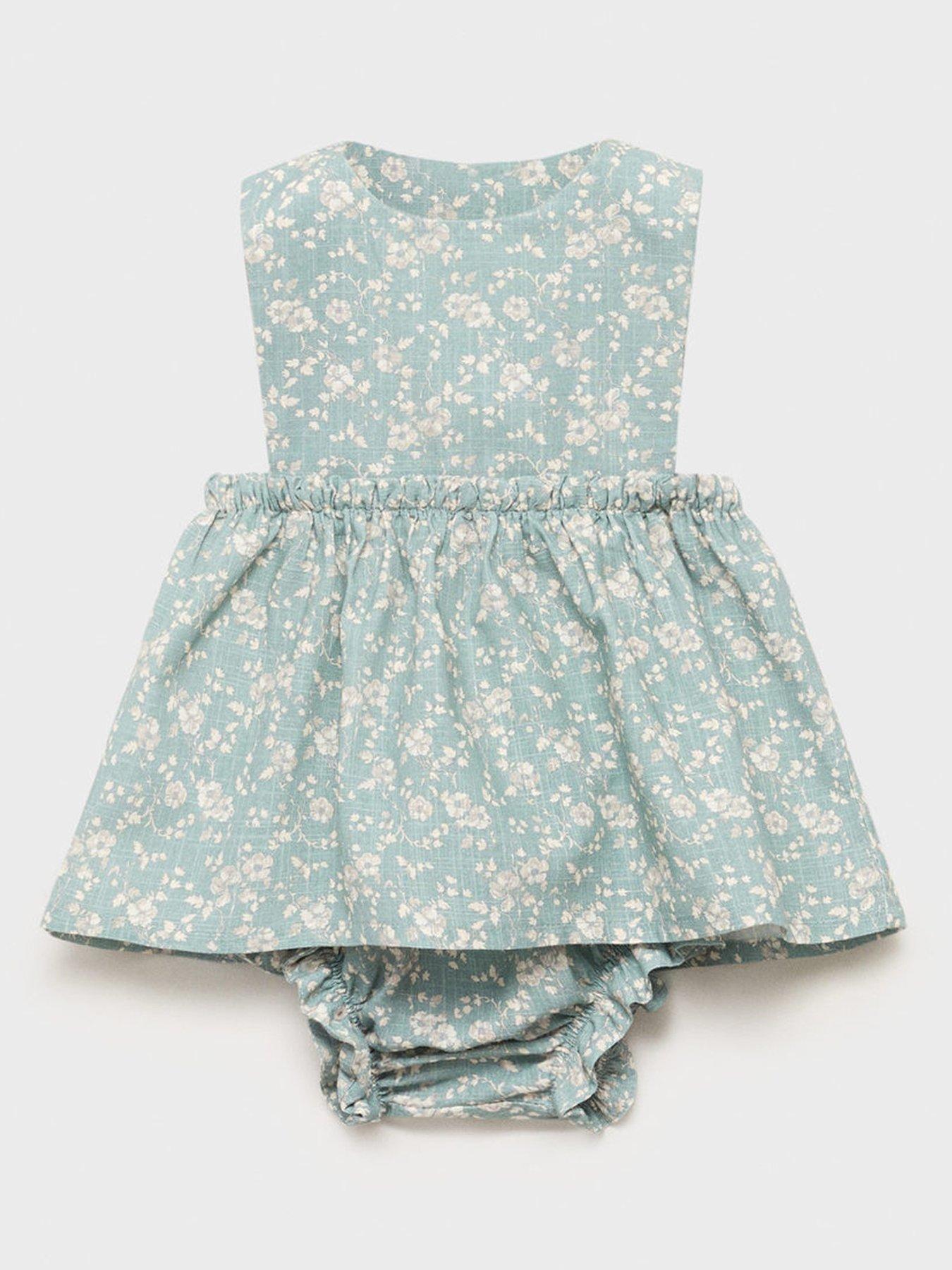 undefined Baby Girls Floral Printed Dress  &  Bloomers - Green