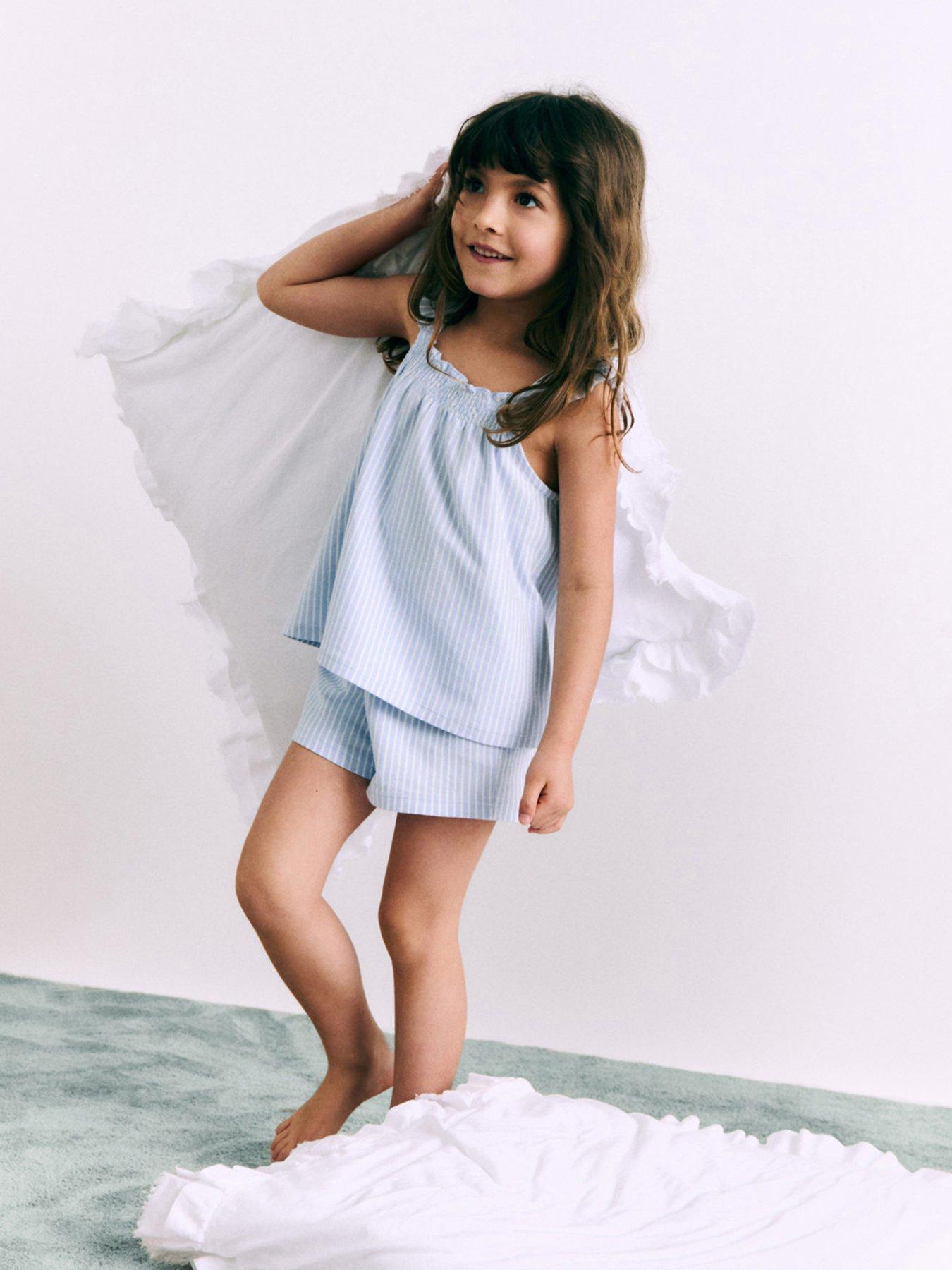 undefined Younger Girls Stripe Shorty Pyjamas - Blue