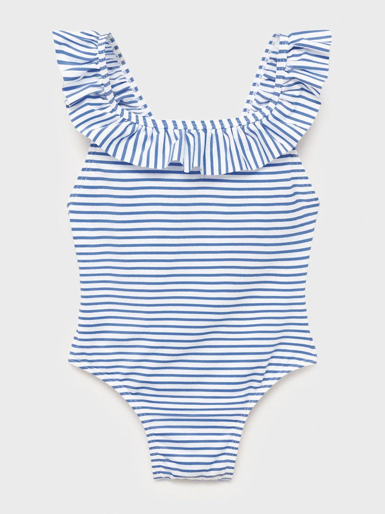 undefined Younger Girls Striped Swimsuit - Blue