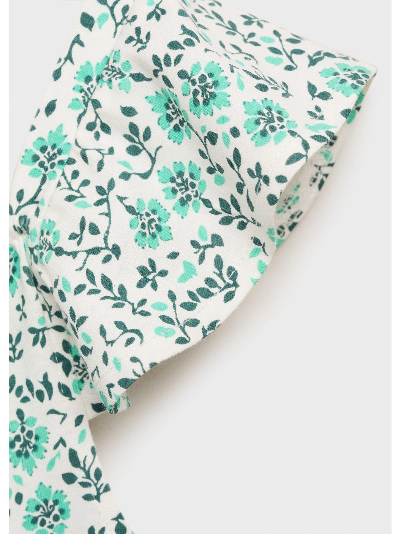 Image 5 of 5 of Mango Girls Floral Shortie Pyjamas - Green