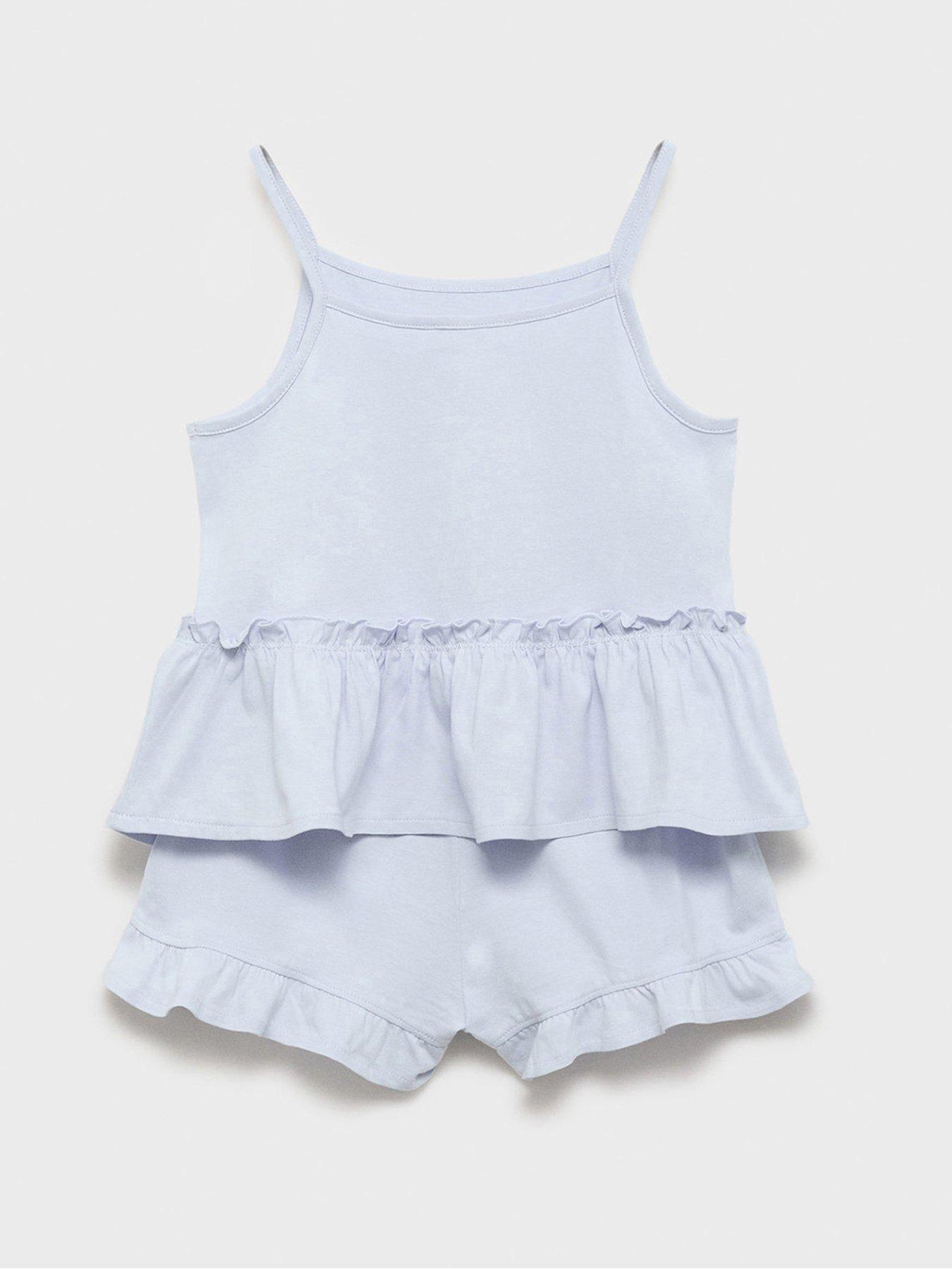 Image 3 of 5 of Mango Girls Frill Strappy Shorty Pyjamas - Blue
