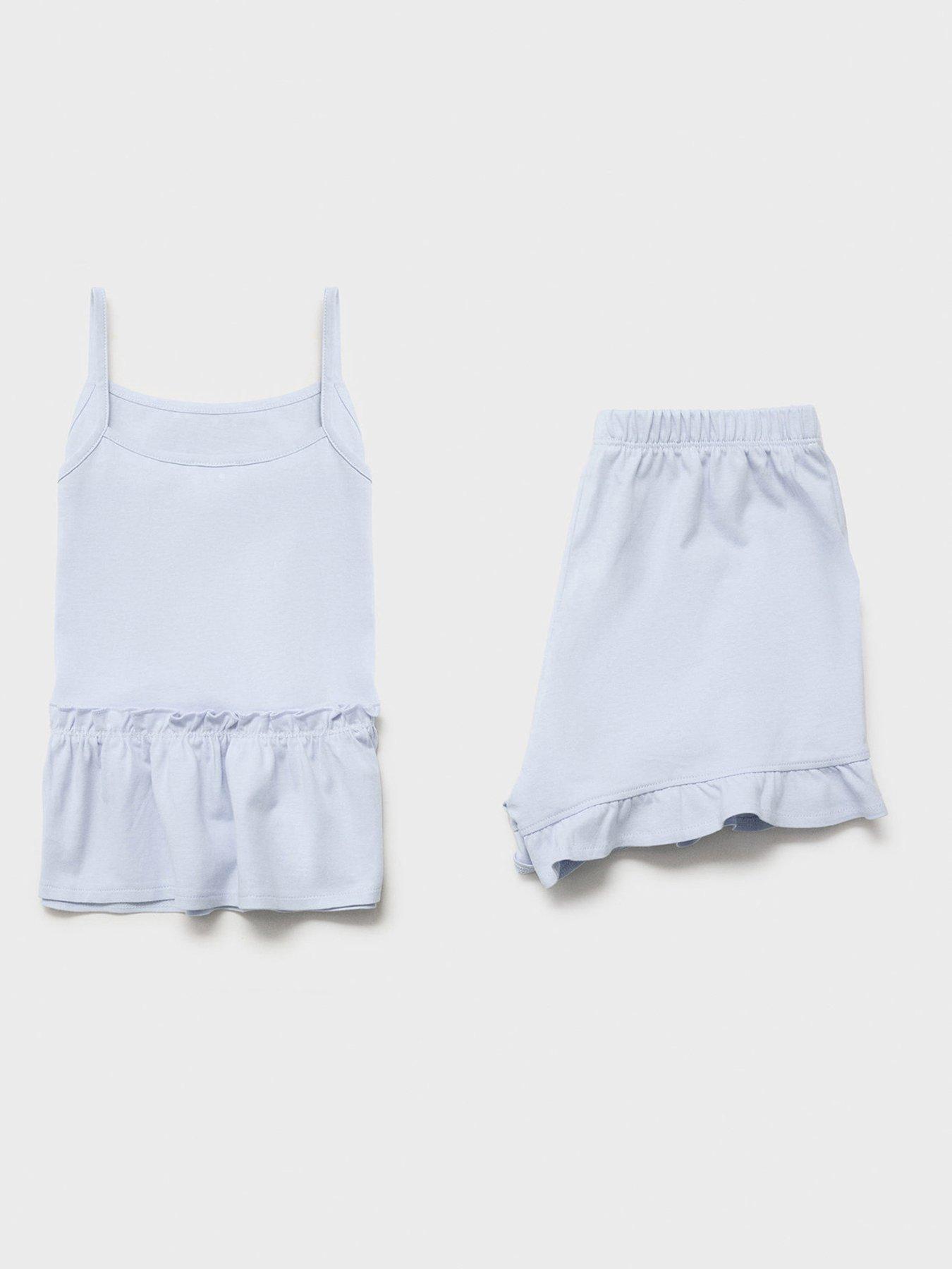 Image 5 of 5 of Mango Girls Frill Strappy Shorty Pyjamas - Blue
