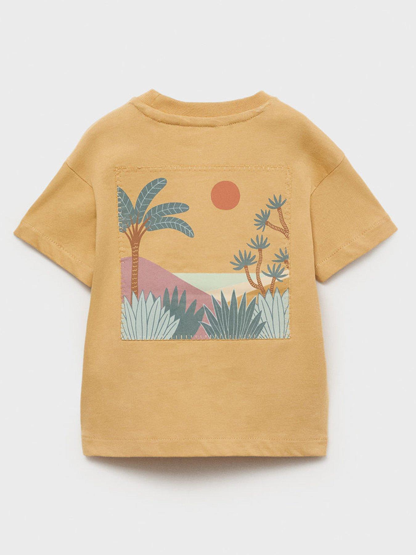 Image 3 of 5 of Mango Younger Boys Desert Vibes Back Print Short Sleeve T-Shirt - Yellow