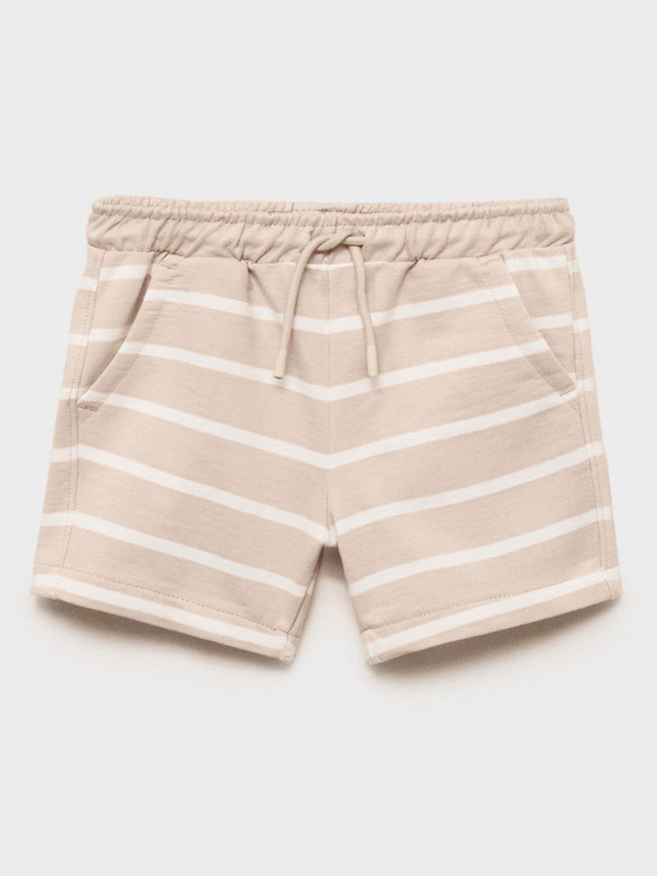 undefined Younger Boys Stripe Co-Ord Sweat Shorts - Beige