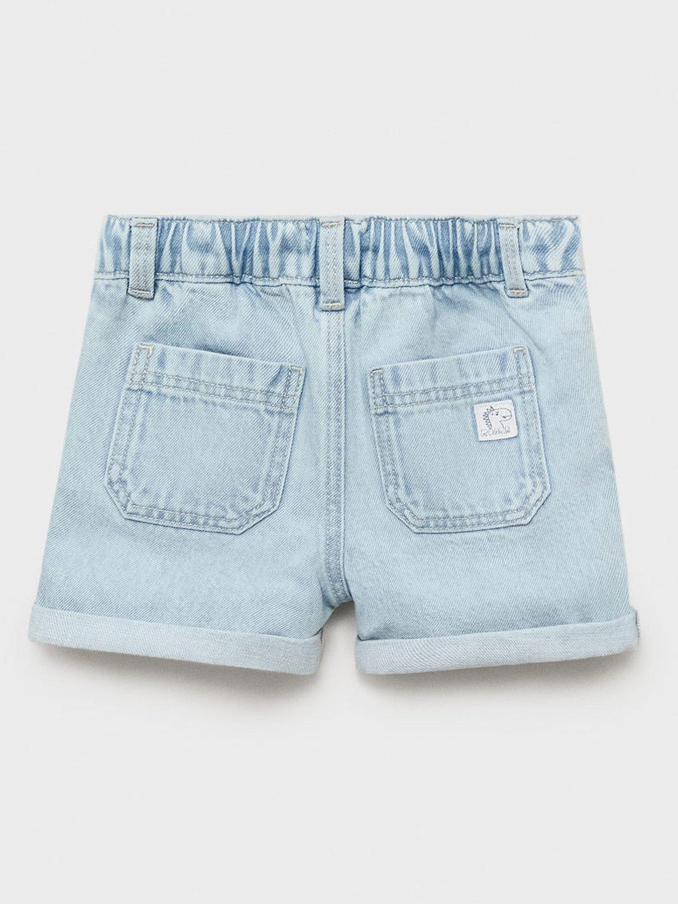 Mango Younger Boys Elasticated Waist Denim Shorts Light Blue Very
