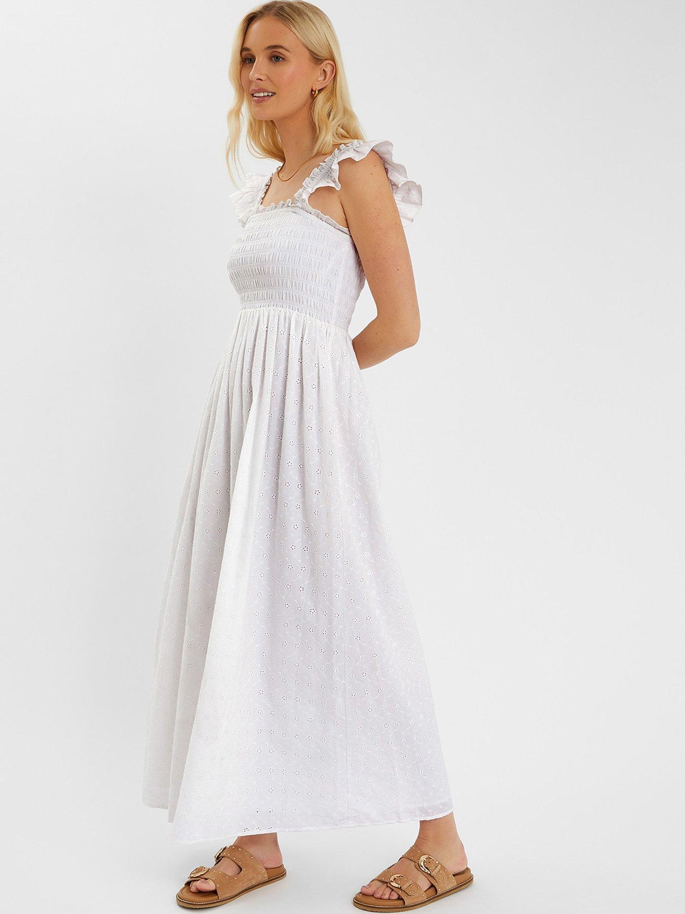 undefined Schiffly Frill Shoulder - White