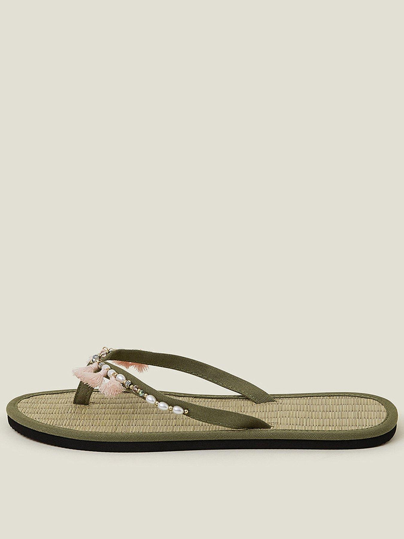 undefined Tassel Trim Seagrass Sandal - Khaki