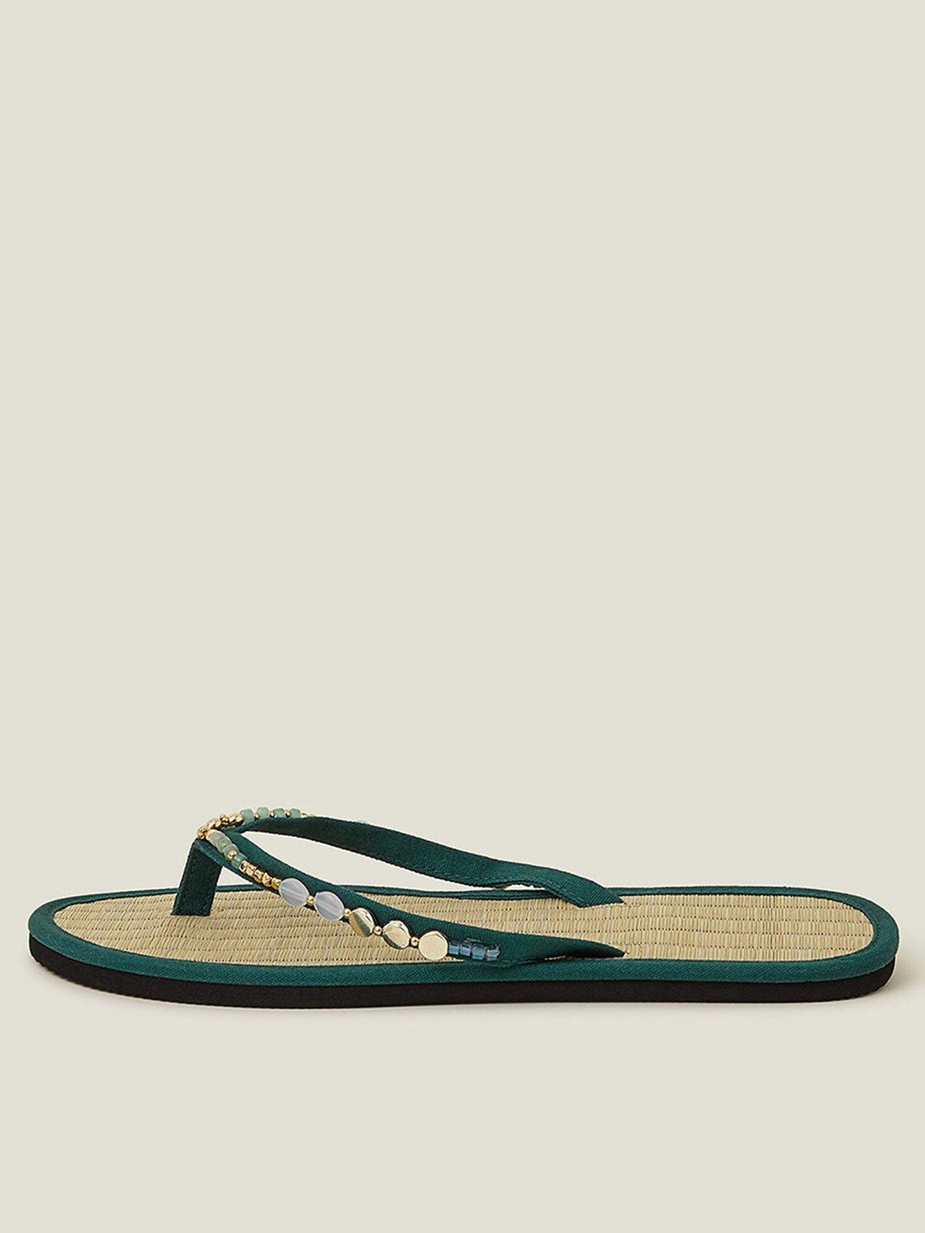 undefined Moonstone Beaded Seagrass Sandal - Green