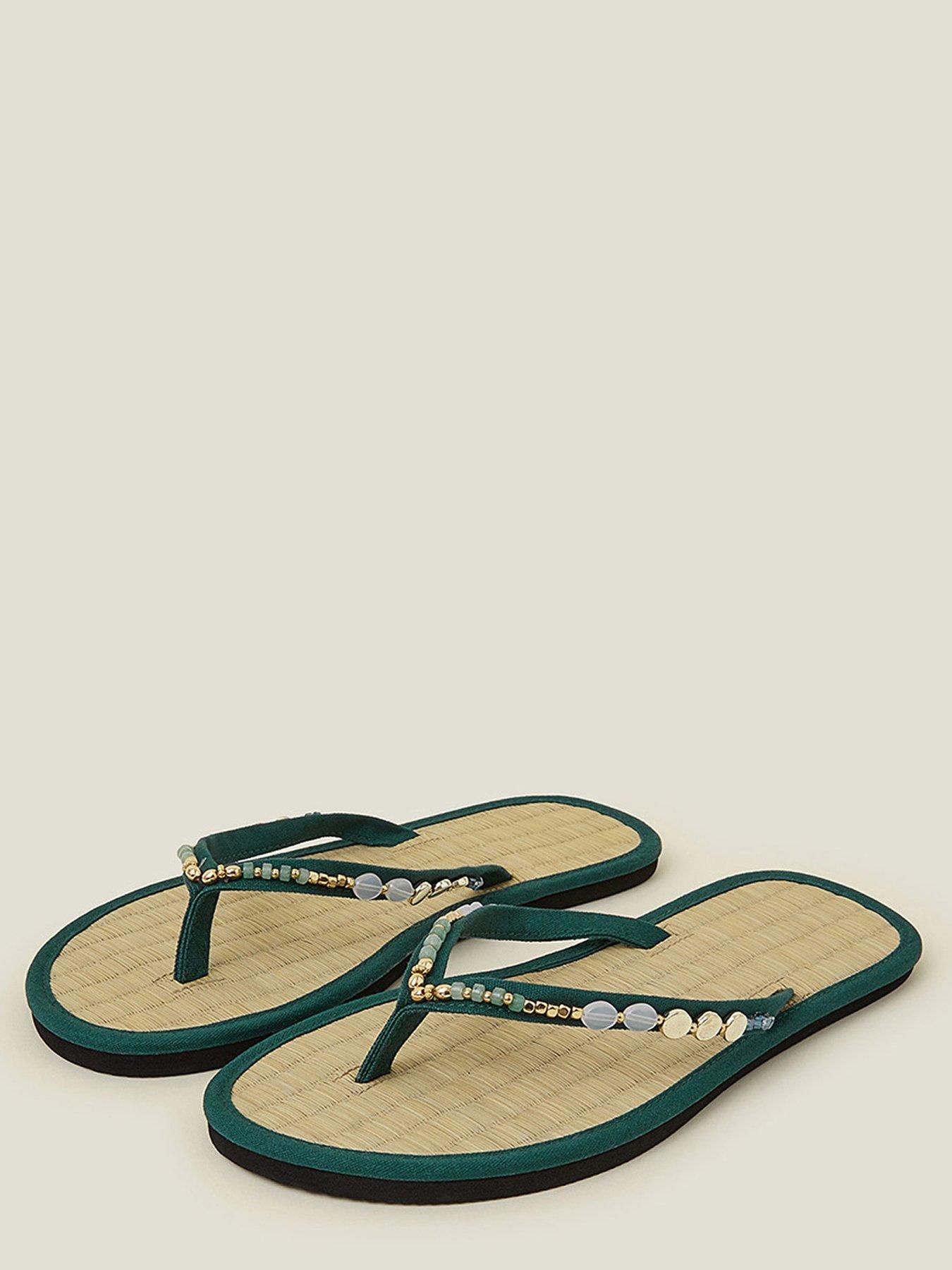 Image 3 of 4 of Accessorize Moonstone Beaded Seagrass Sandal - Green