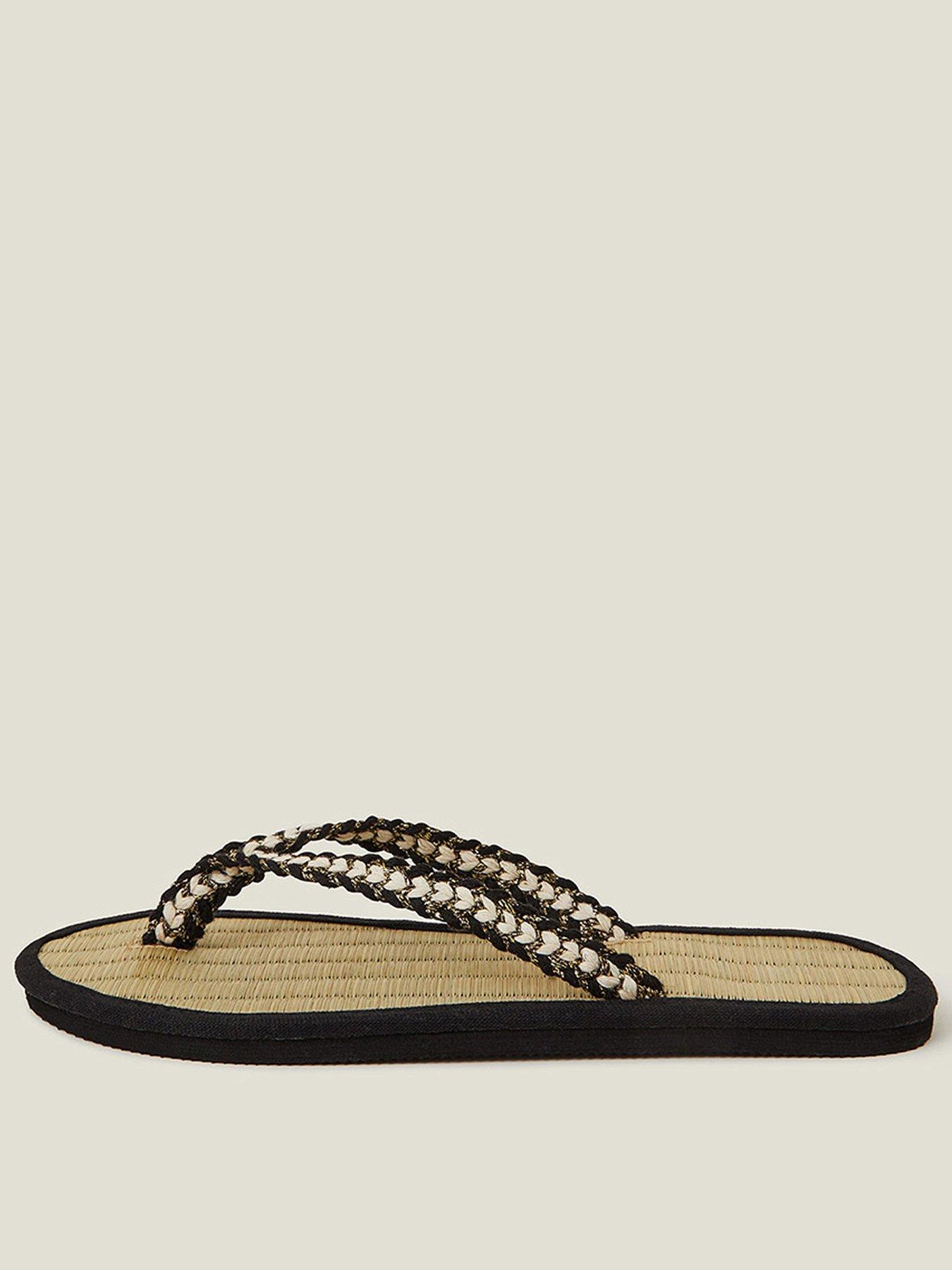 undefined Braided Seagrass Flip Flops - Black