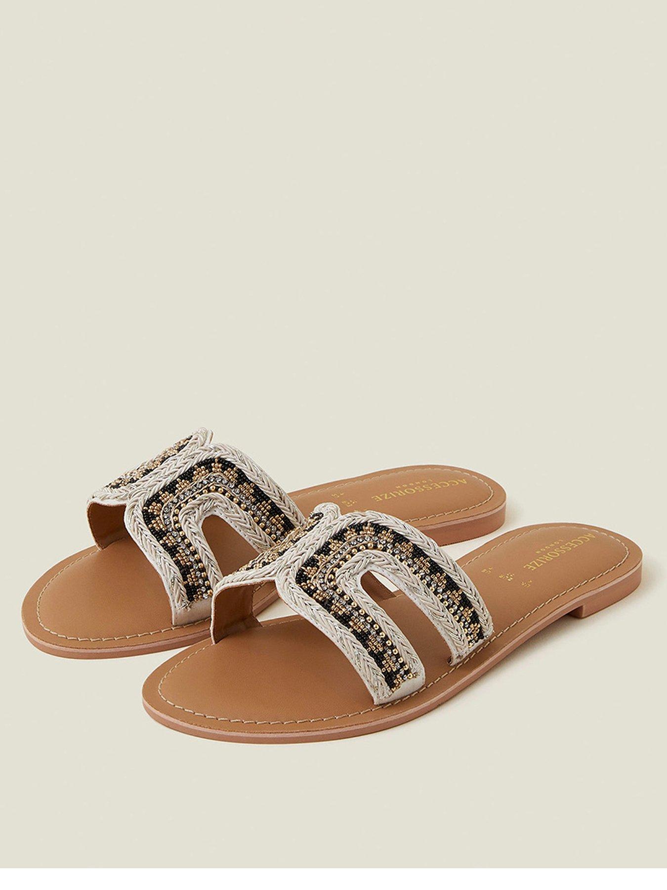 Image 2 of 4 of Accessorize Mono Bella Sandals - Black White