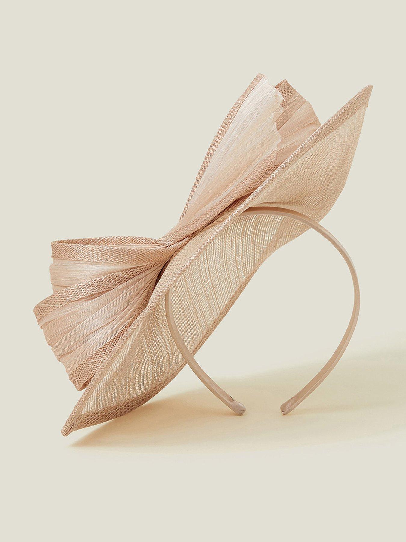 Product photograph of Accessorize Teardrop Bow Fascinator - Natural from very.co.uk